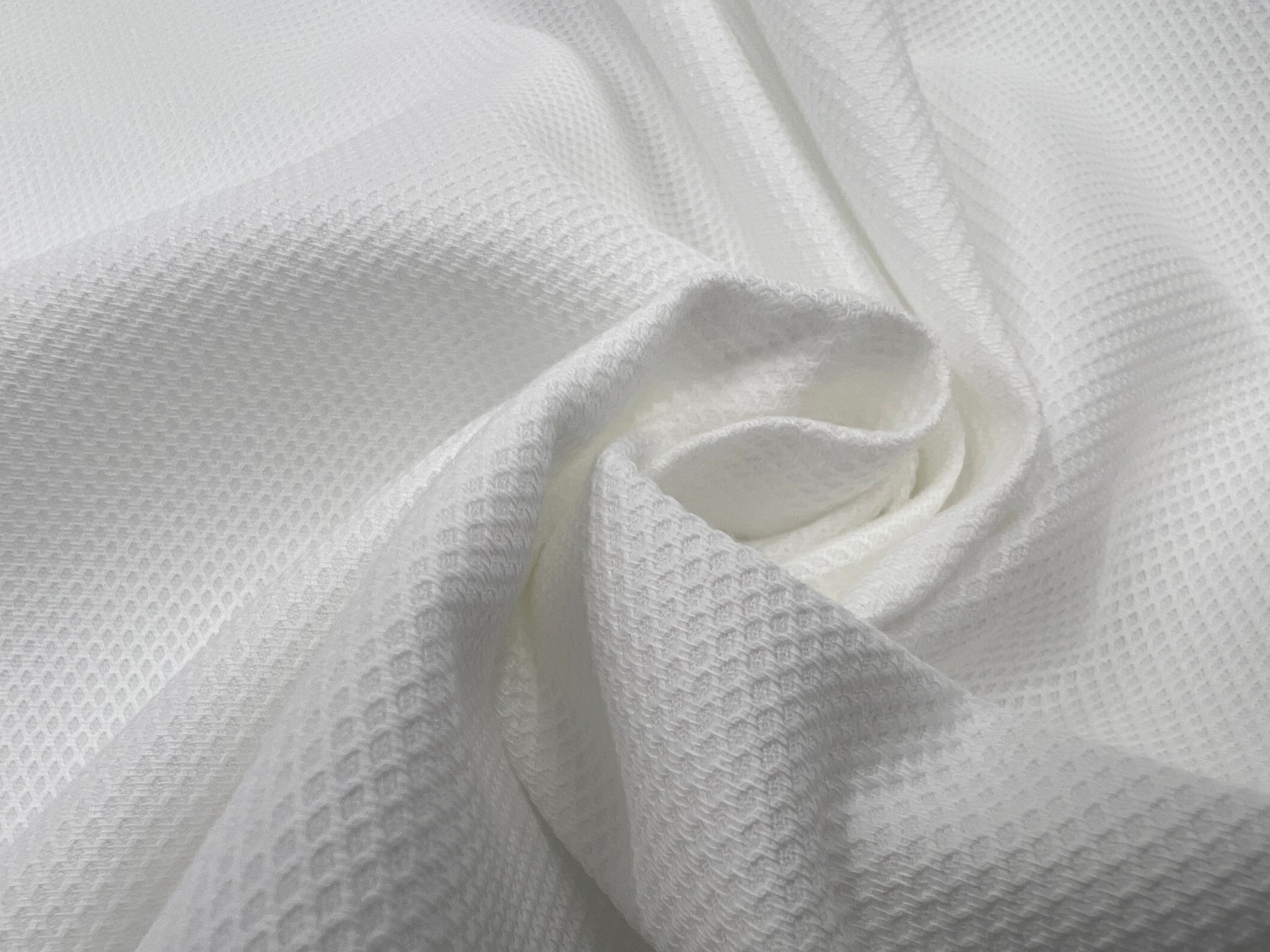(Chute) PIQUÉ DE COTON BLANC NEIGE MICRO LOSANGES - My Little Coupon
