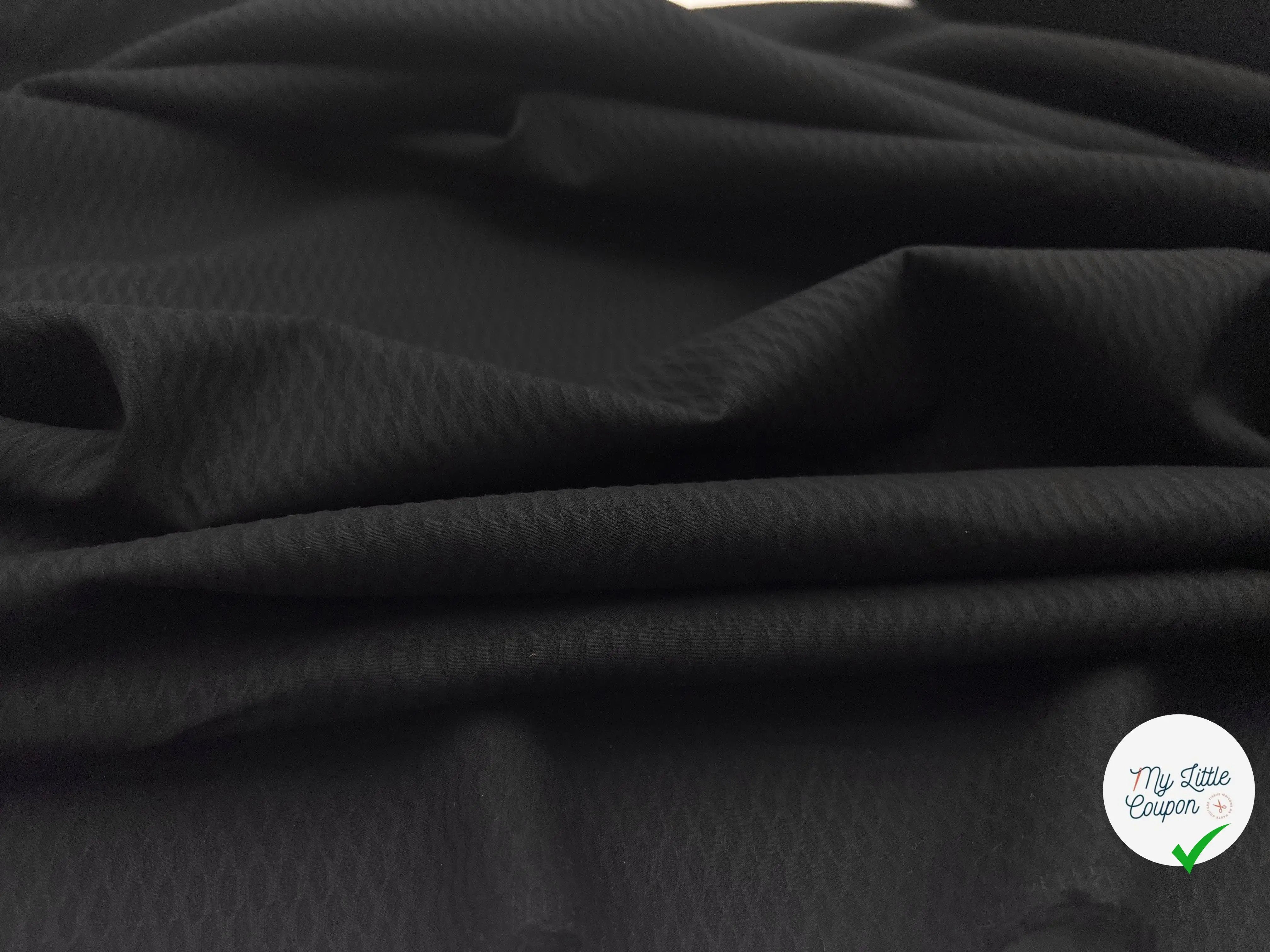 PIQUÉ DE COTON LOSANGES SUISSE NOIR ST GALLEN - My Little Coupon - tissu - coudre