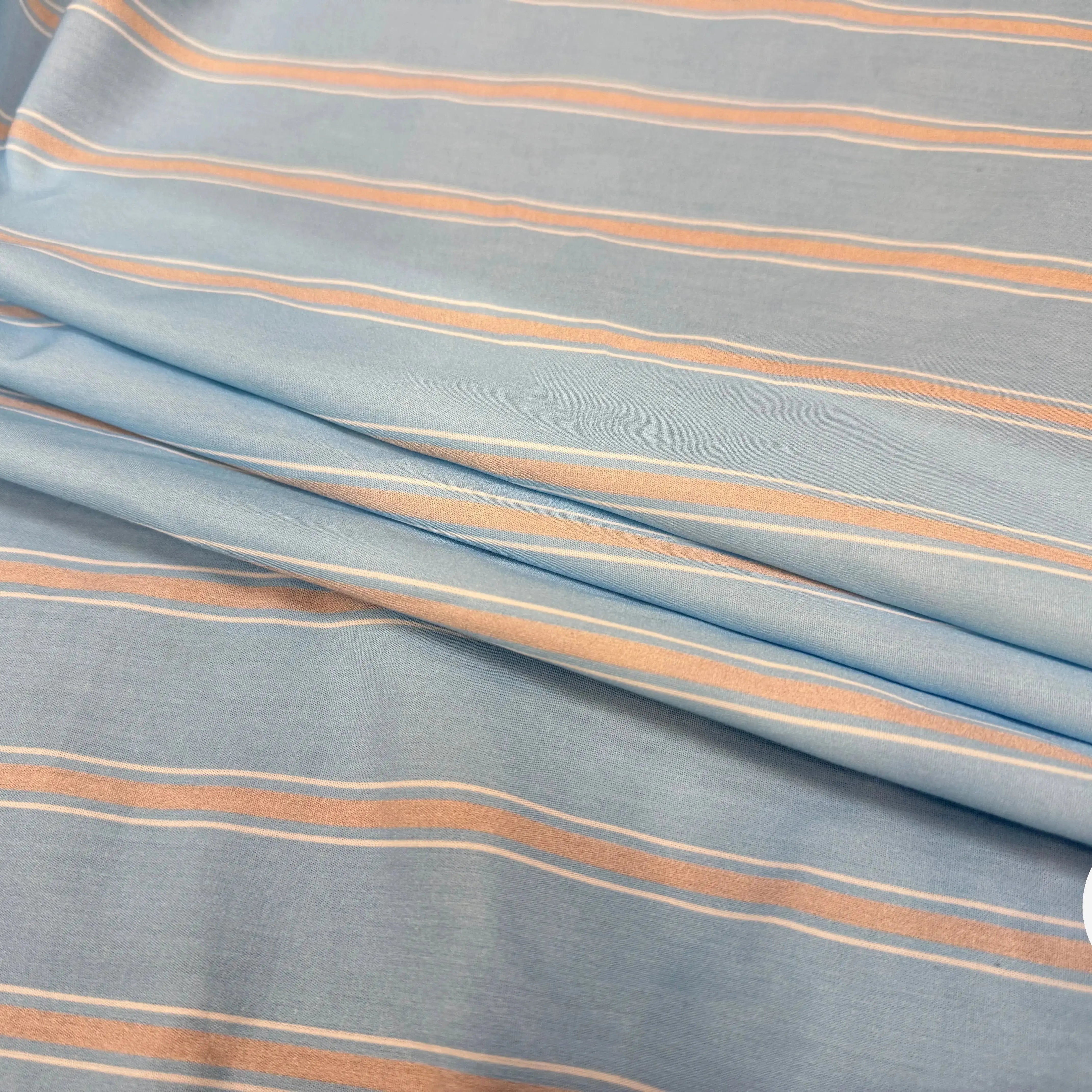 POPELINE 100% COTON RAYURES FOND BLEU - My Little Coupon