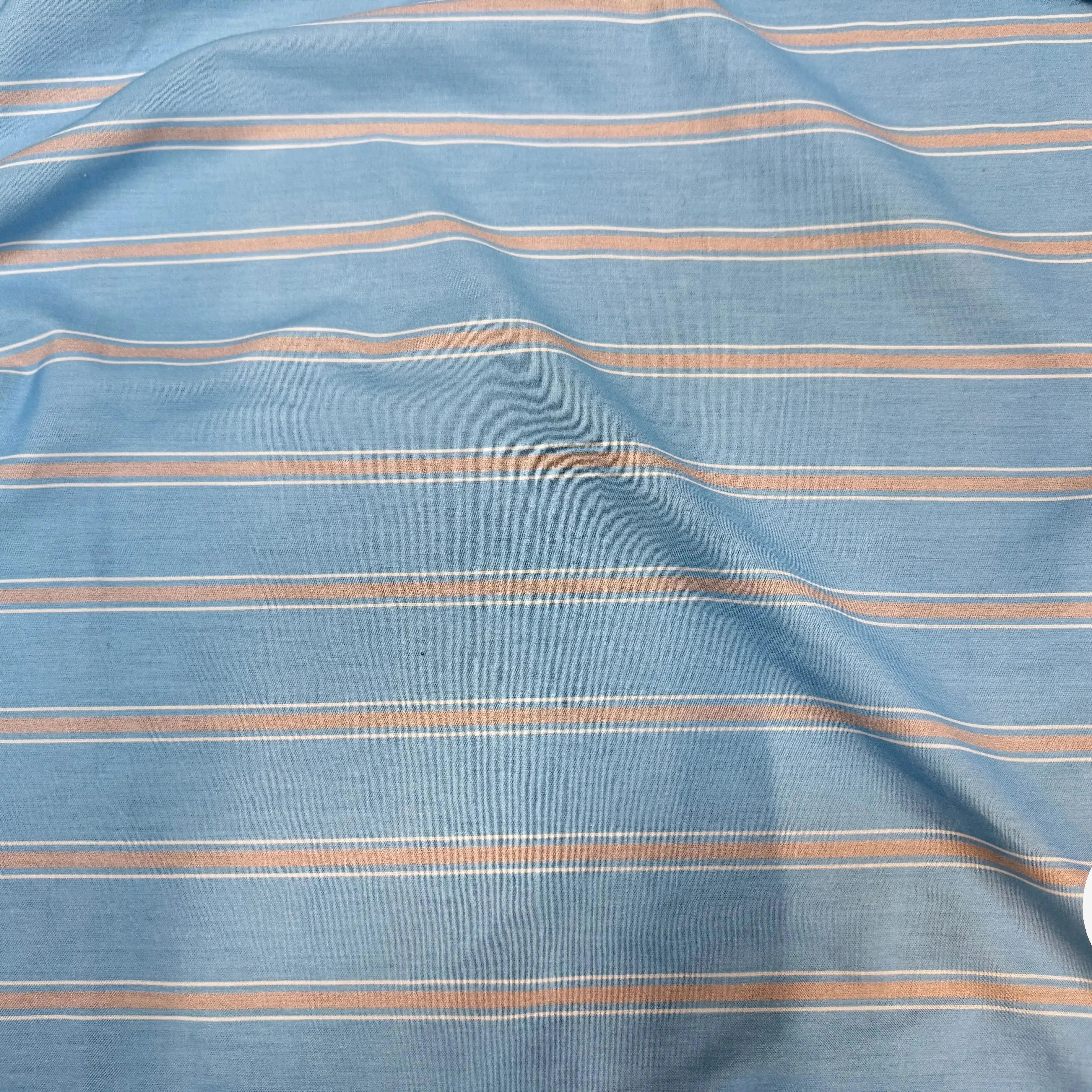 POPELINE 100% COTON RAYURES FOND BLEU - My Little Coupon