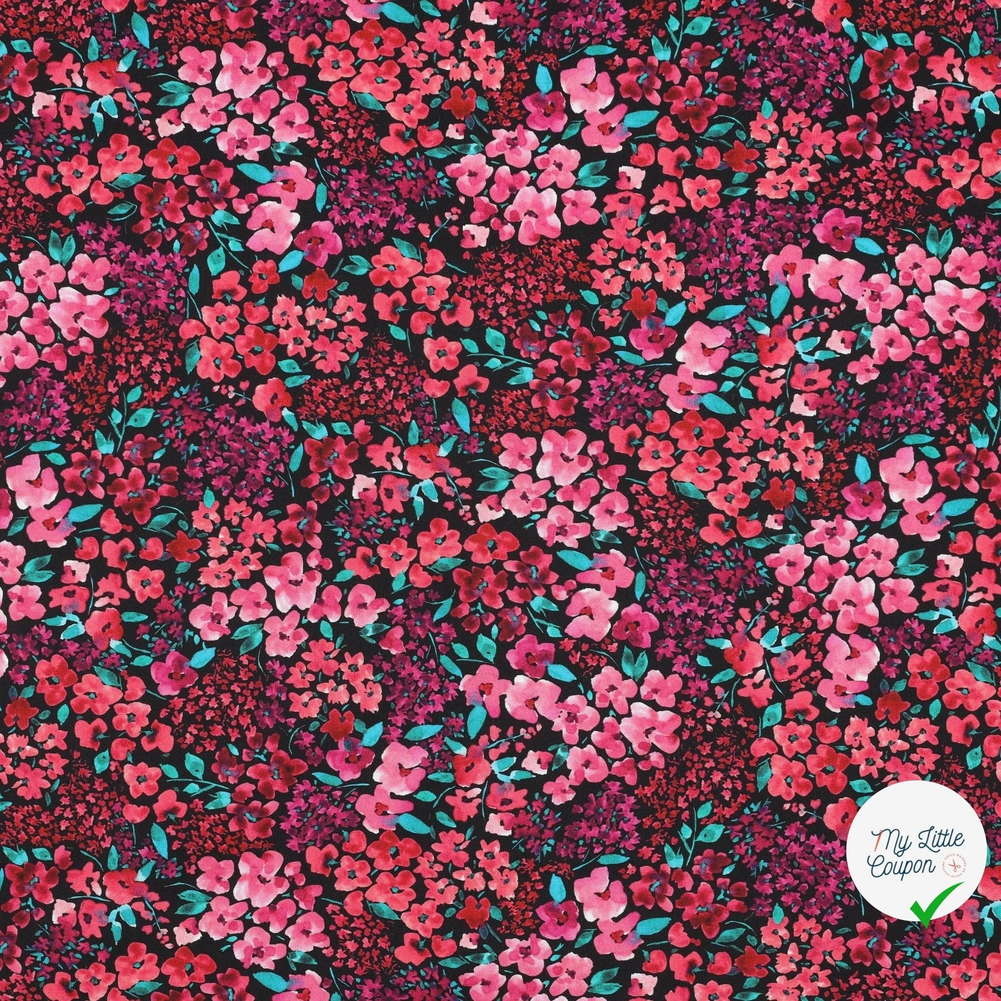 FINE POPLIN DIGITAL FLOWERS – BLACK - My Little Coupon