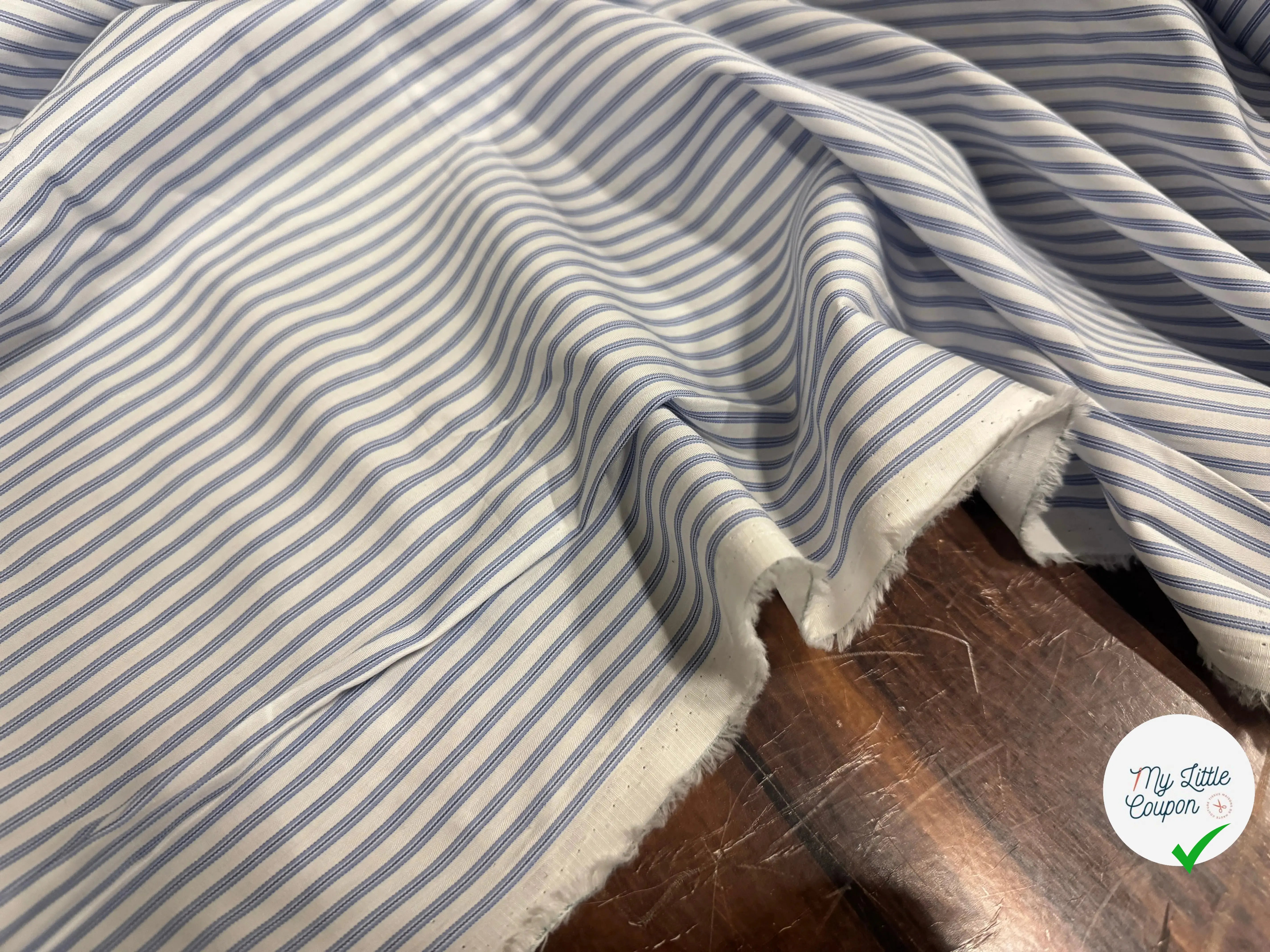 POPELINE COTON ELEGANCE WHITE & BLUE - My Little Coupon