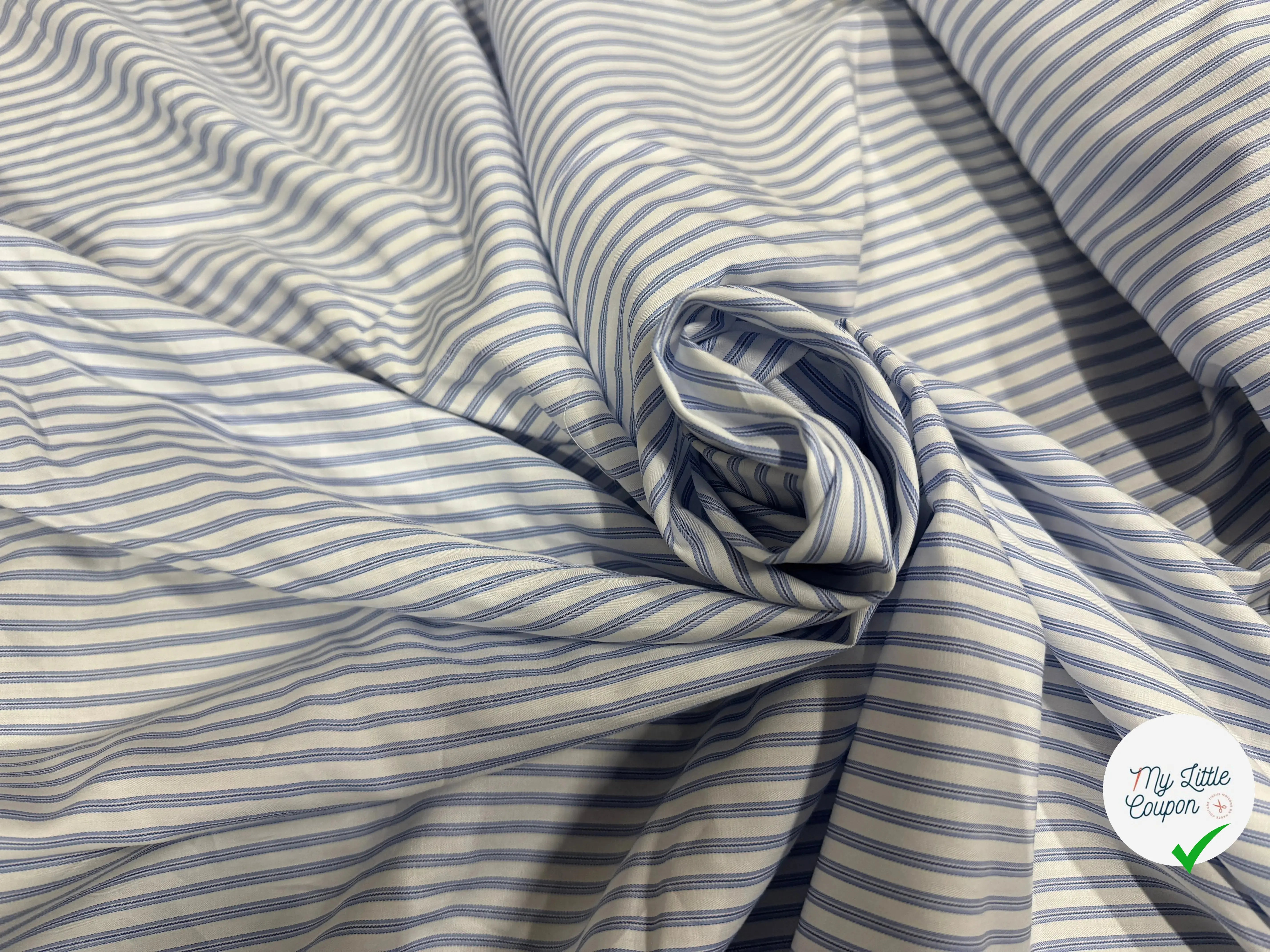 POPELINE COTON ELEGANCE WHITE & BLUE - My Little Coupon