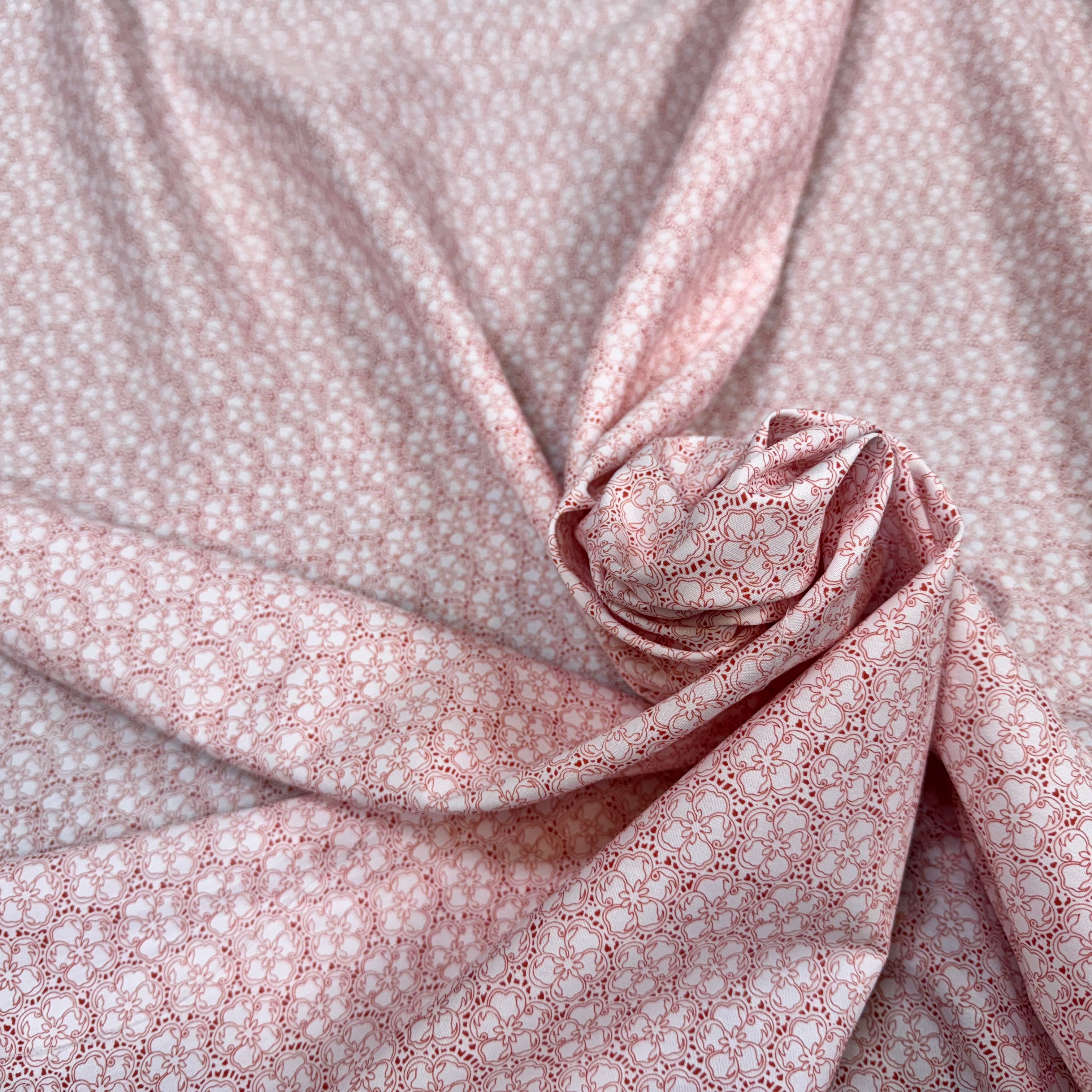 (Chute) POPELINE COTON FLEURS TERRACOTA - My Little Coupon