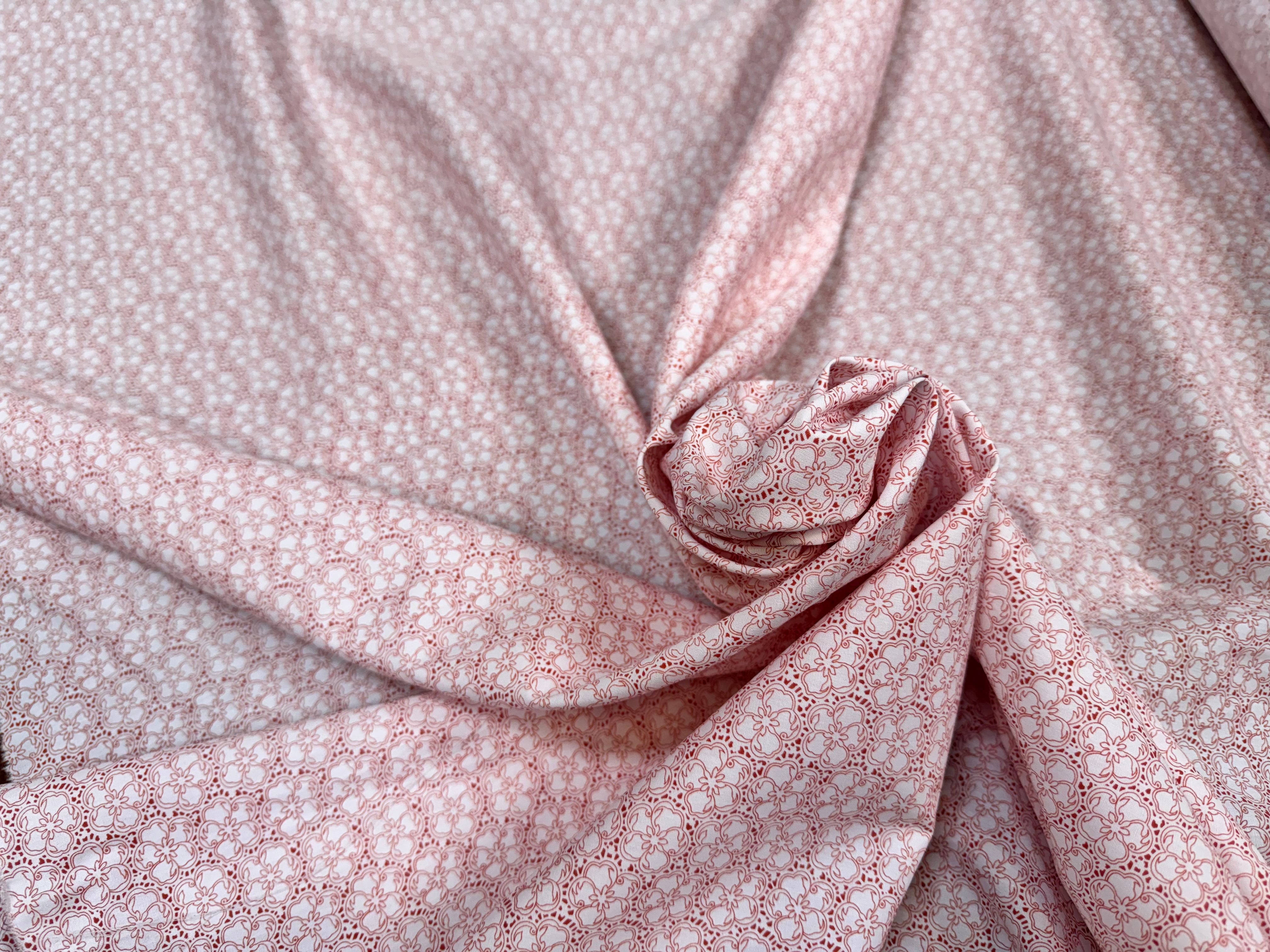 (Chute) POPELINE COTON FLEURS TERRACOTA - My Little Coupon