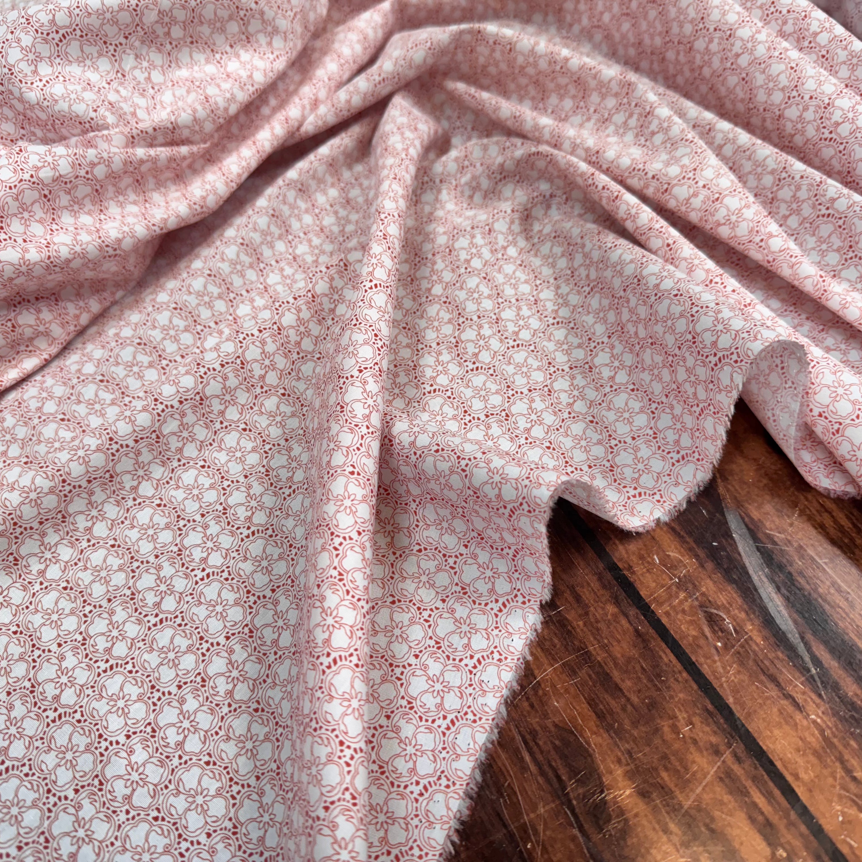 (Chute) POPELINE COTON FLEURS TERRACOTA - My Little Coupon