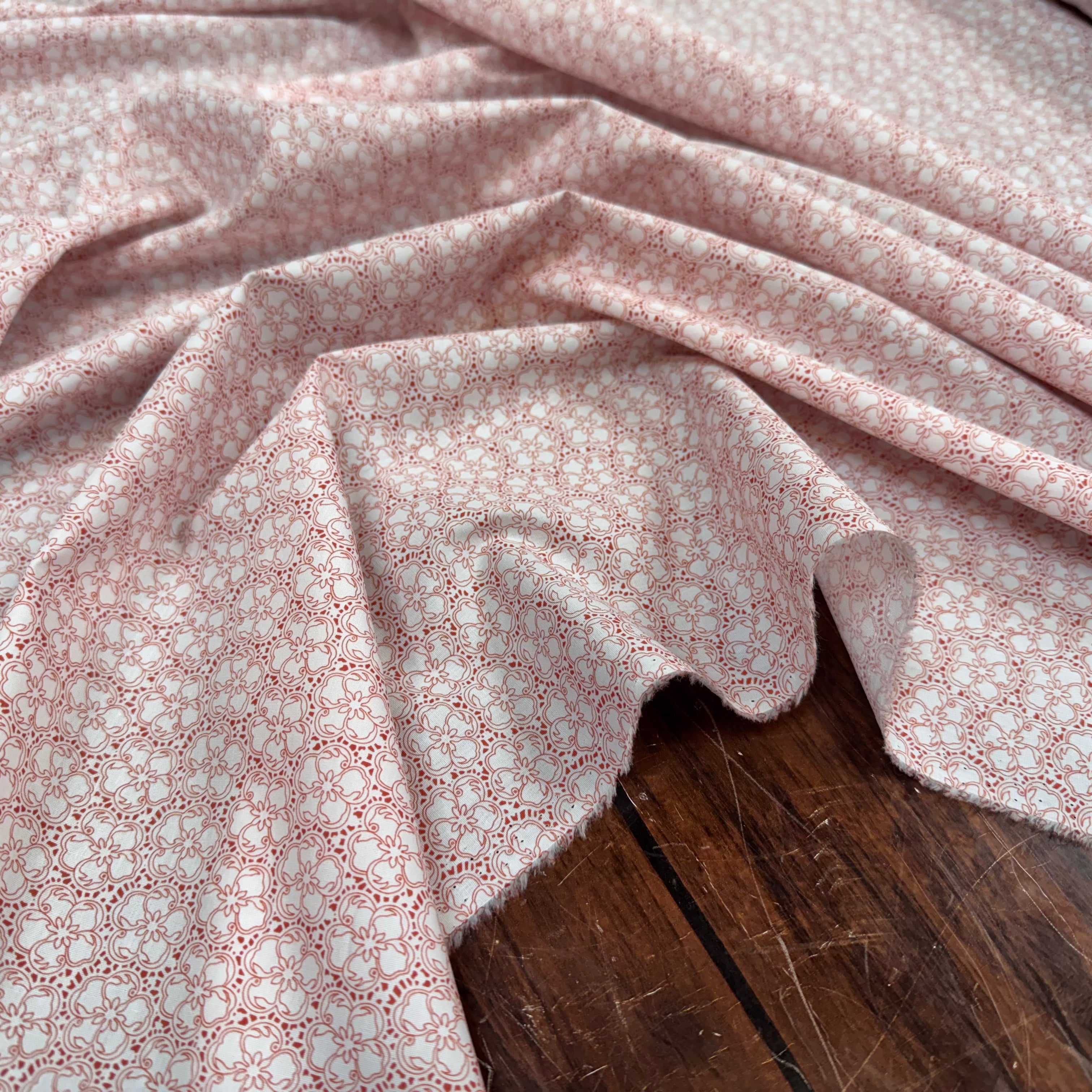 (Chute) POPELINE COTON FLEURS TERRACOTA - My Little Coupon