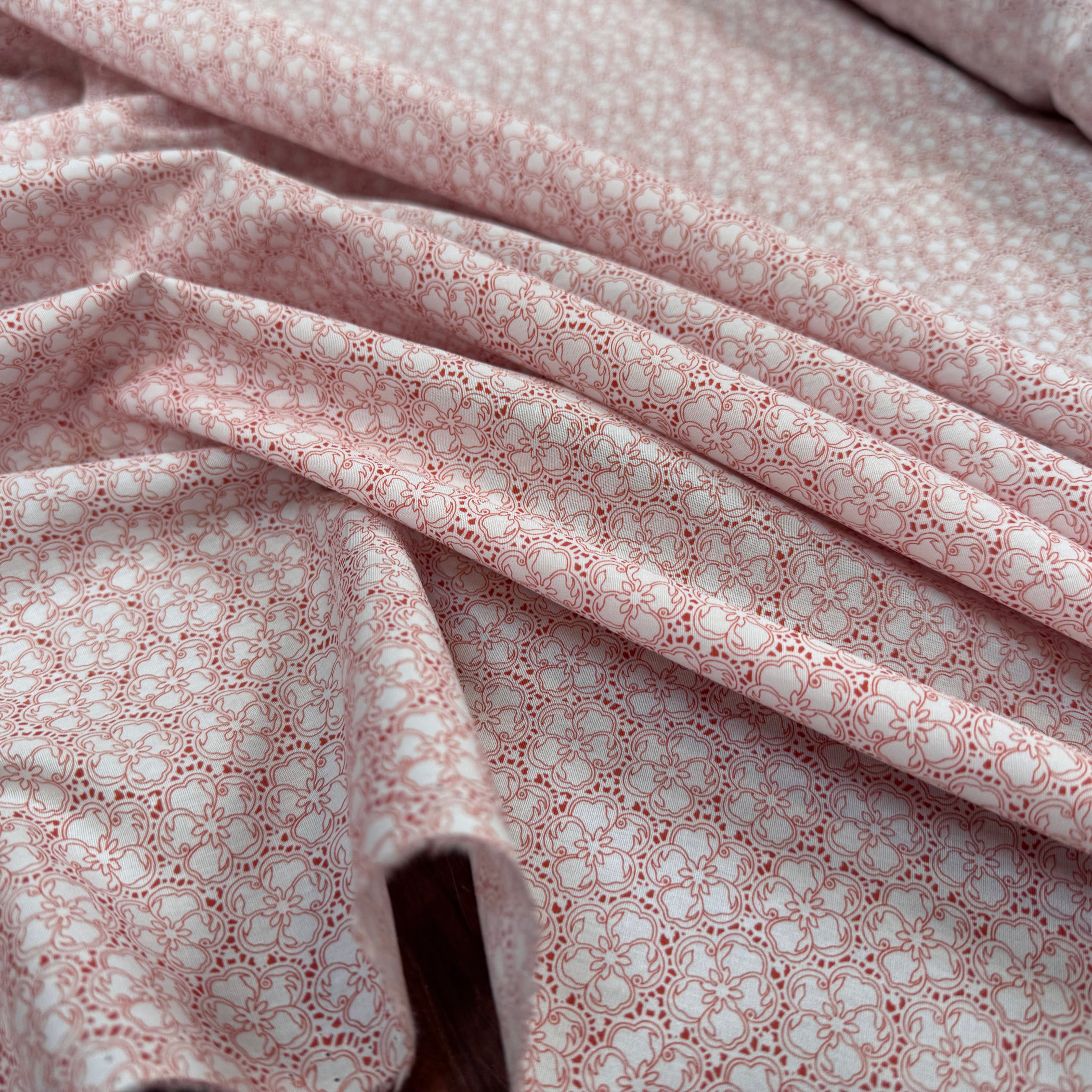 (Chute) POPELINE COTON FLEURS TERRACOTA - My Little Coupon