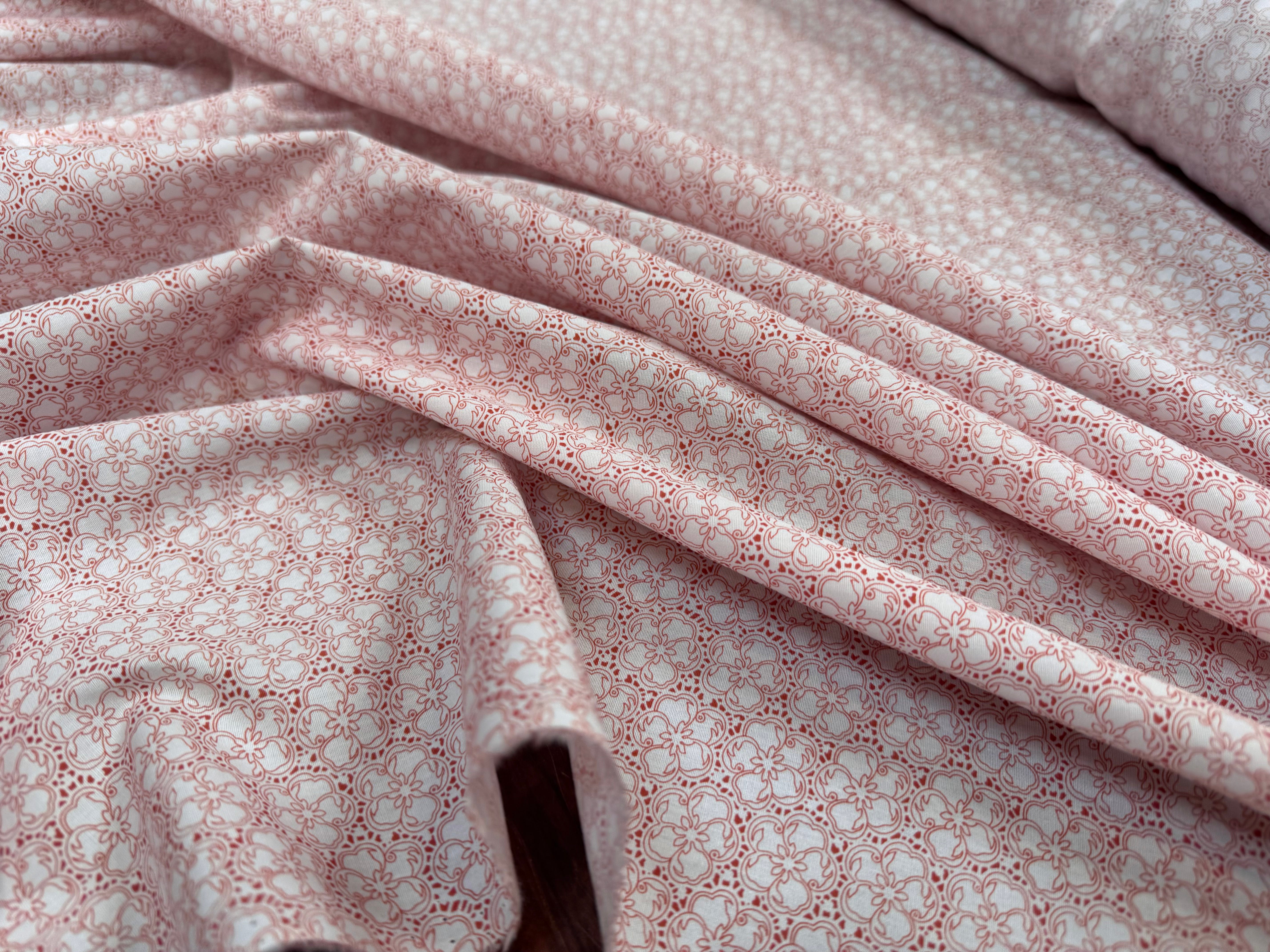 (Chute) POPELINE COTON FLEURS TERRACOTA - My Little Coupon