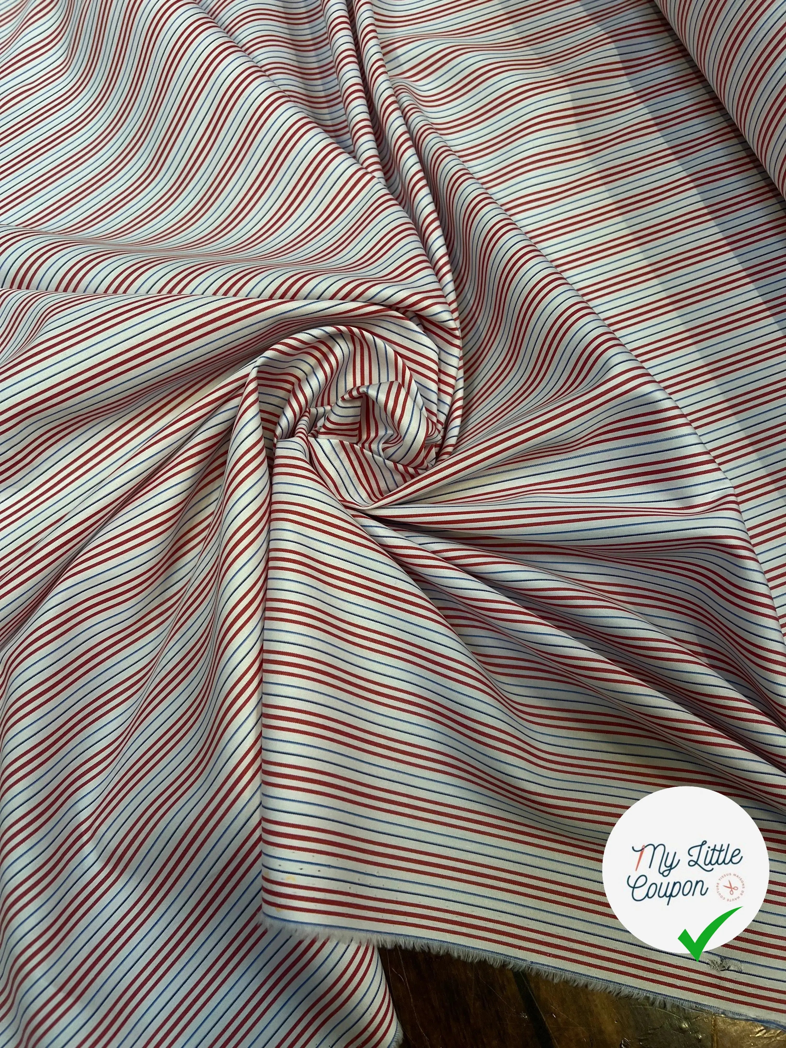 POPELINE DE COTON RAYURES BLEU BLANC ROUGE - My Little Coupon