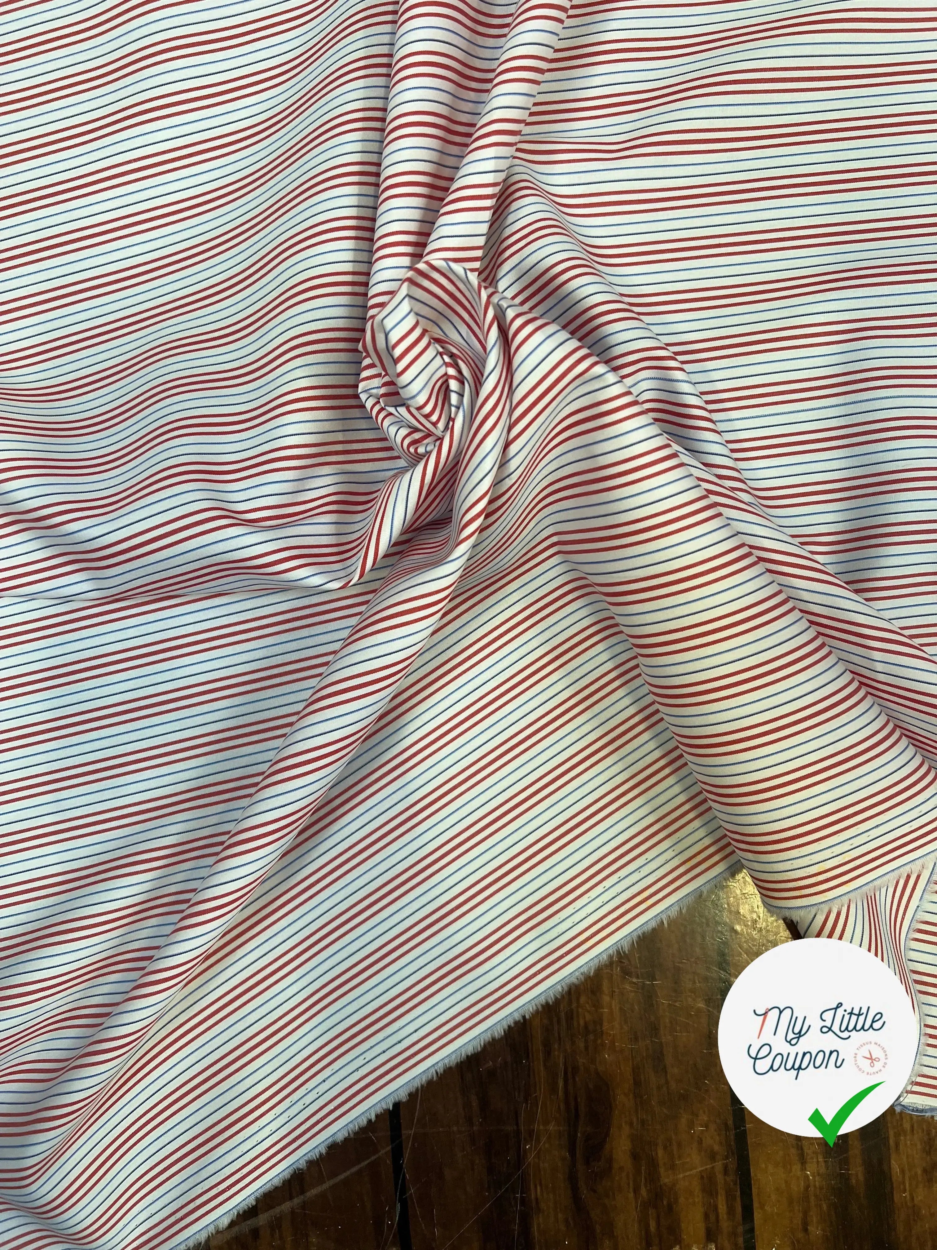 POPELINE DE COTON RAYURES BLEU BLANC ROUGE - My Little Coupon