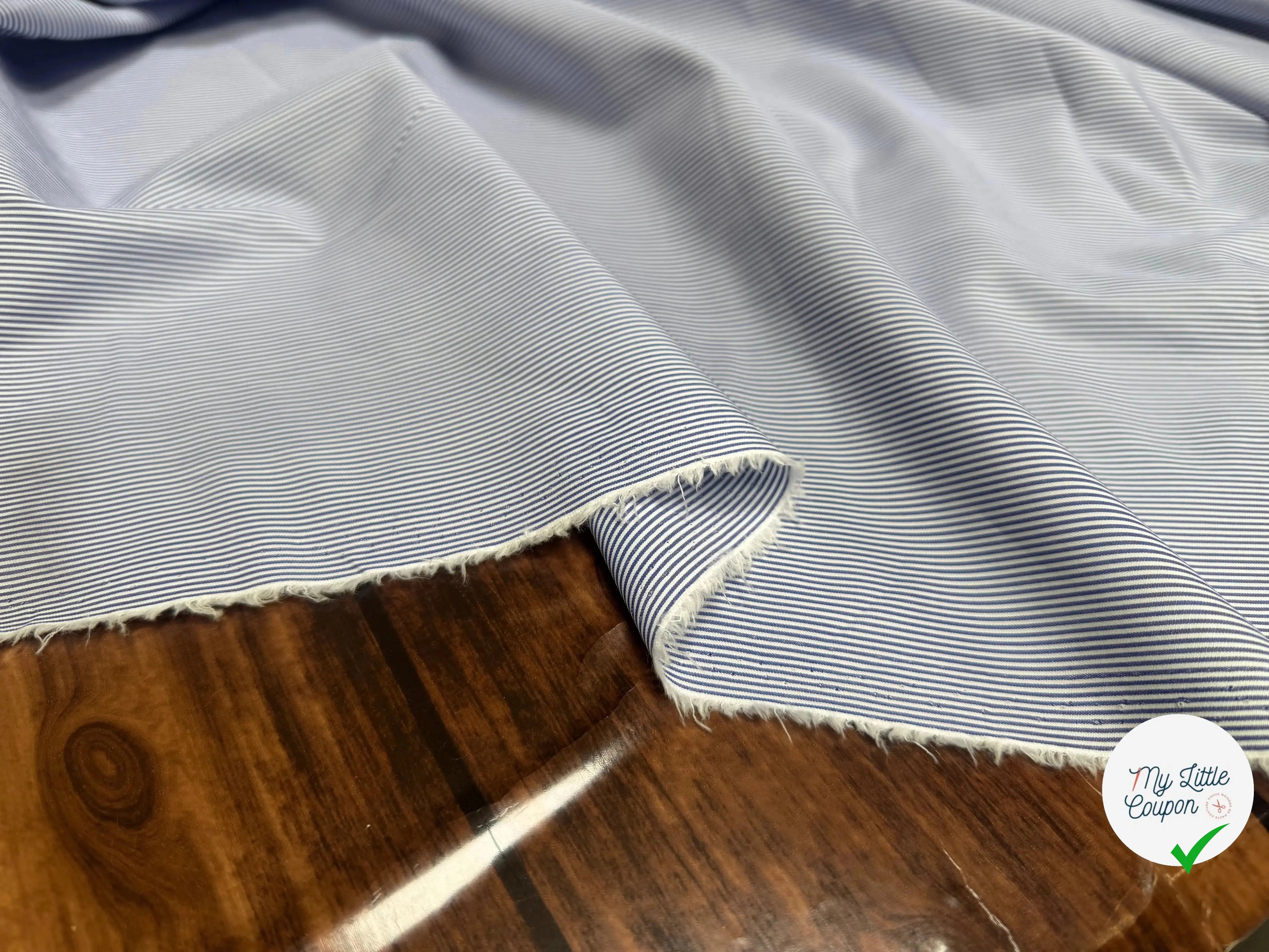 POPELINE DE COTON 100% COTON À RAYURES BLANC ET BLEU NAVY - My Little Coupon