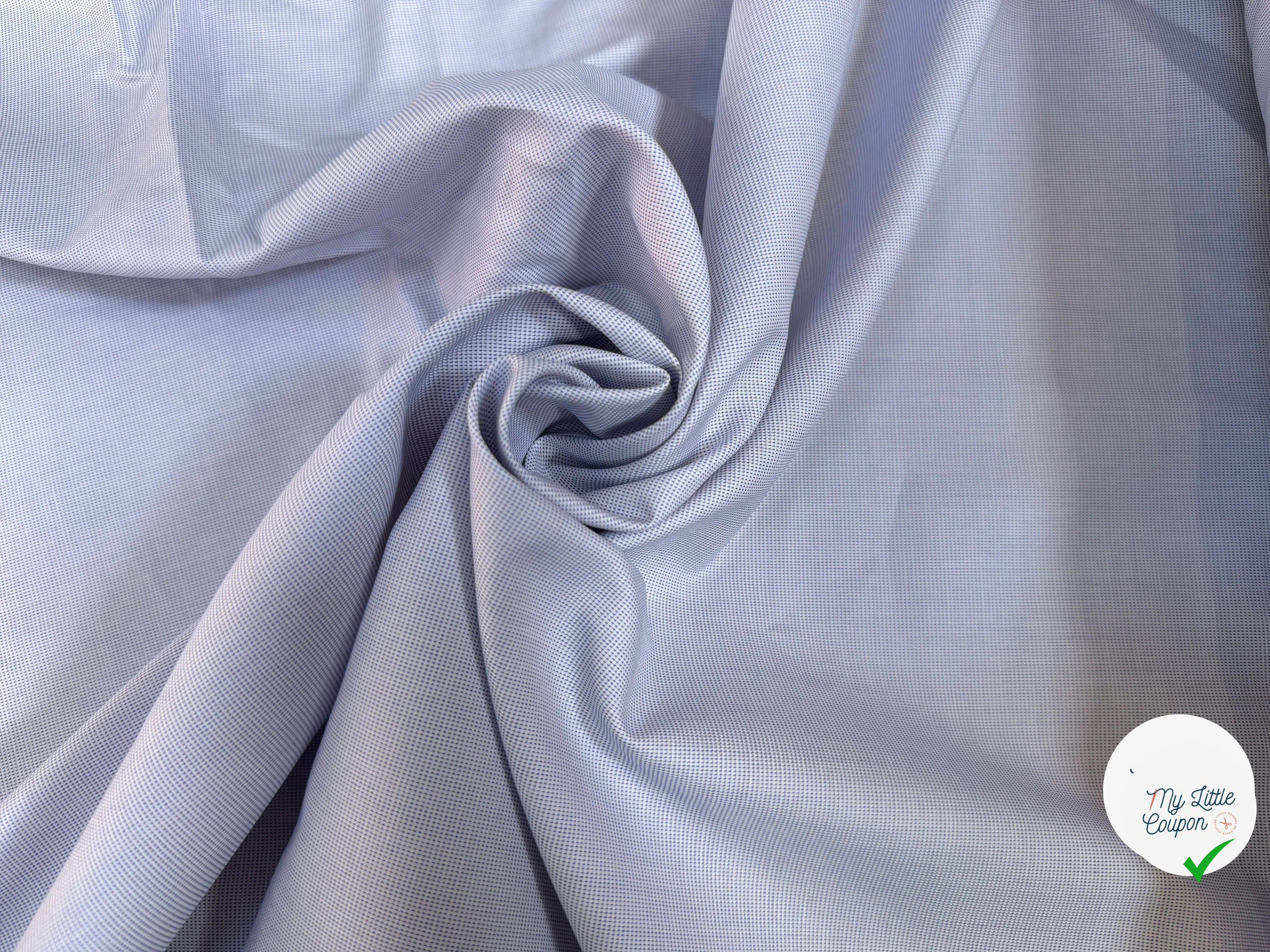 POPELINE DE COTON 100% COTON AVEC PETITS POINTS BLEU ET ROSE - My Little Coupon