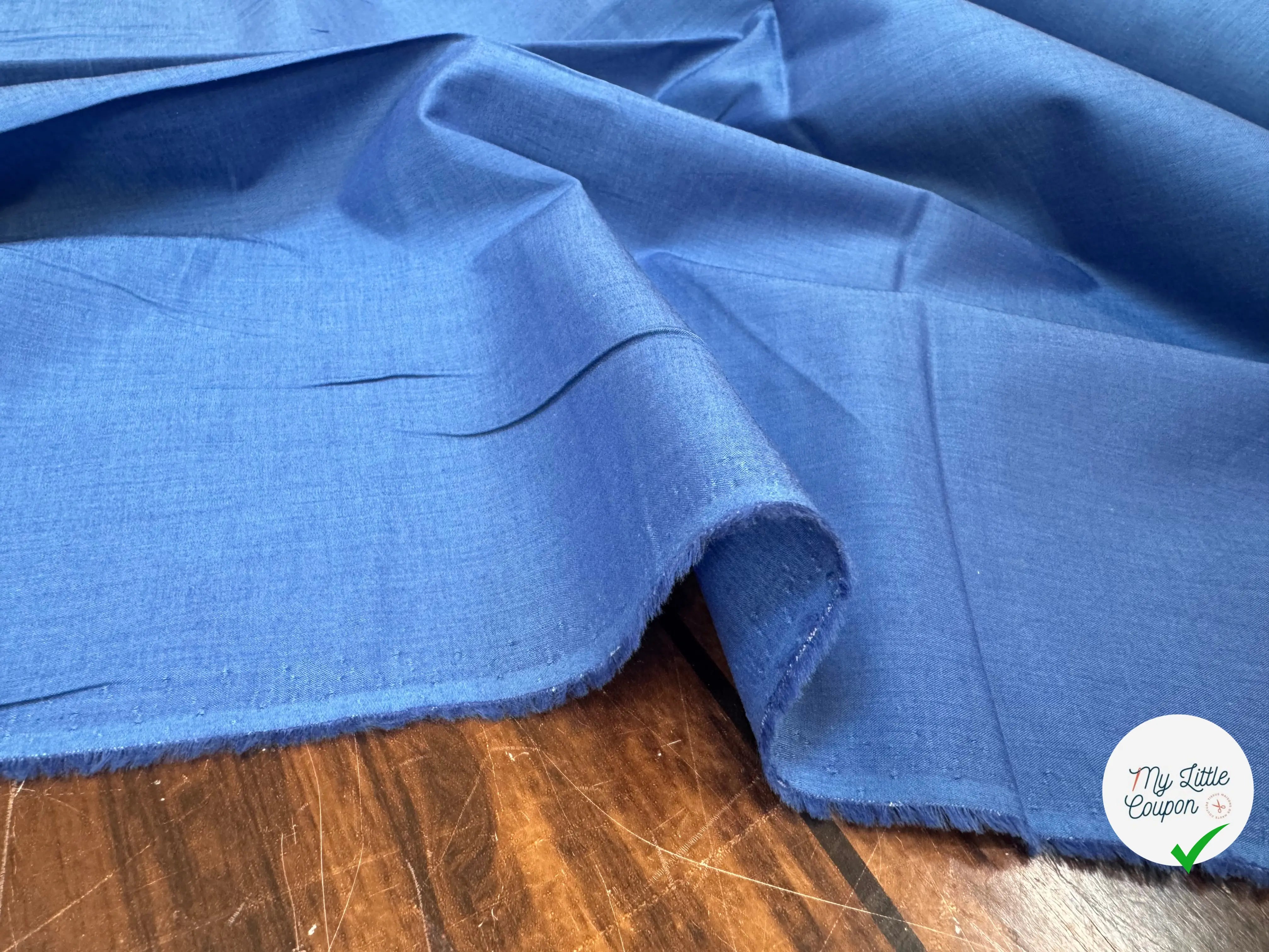 (Chute) POPELINE DE COTON 100% COTON UNIE BLEU DENIM - My Little Coupon