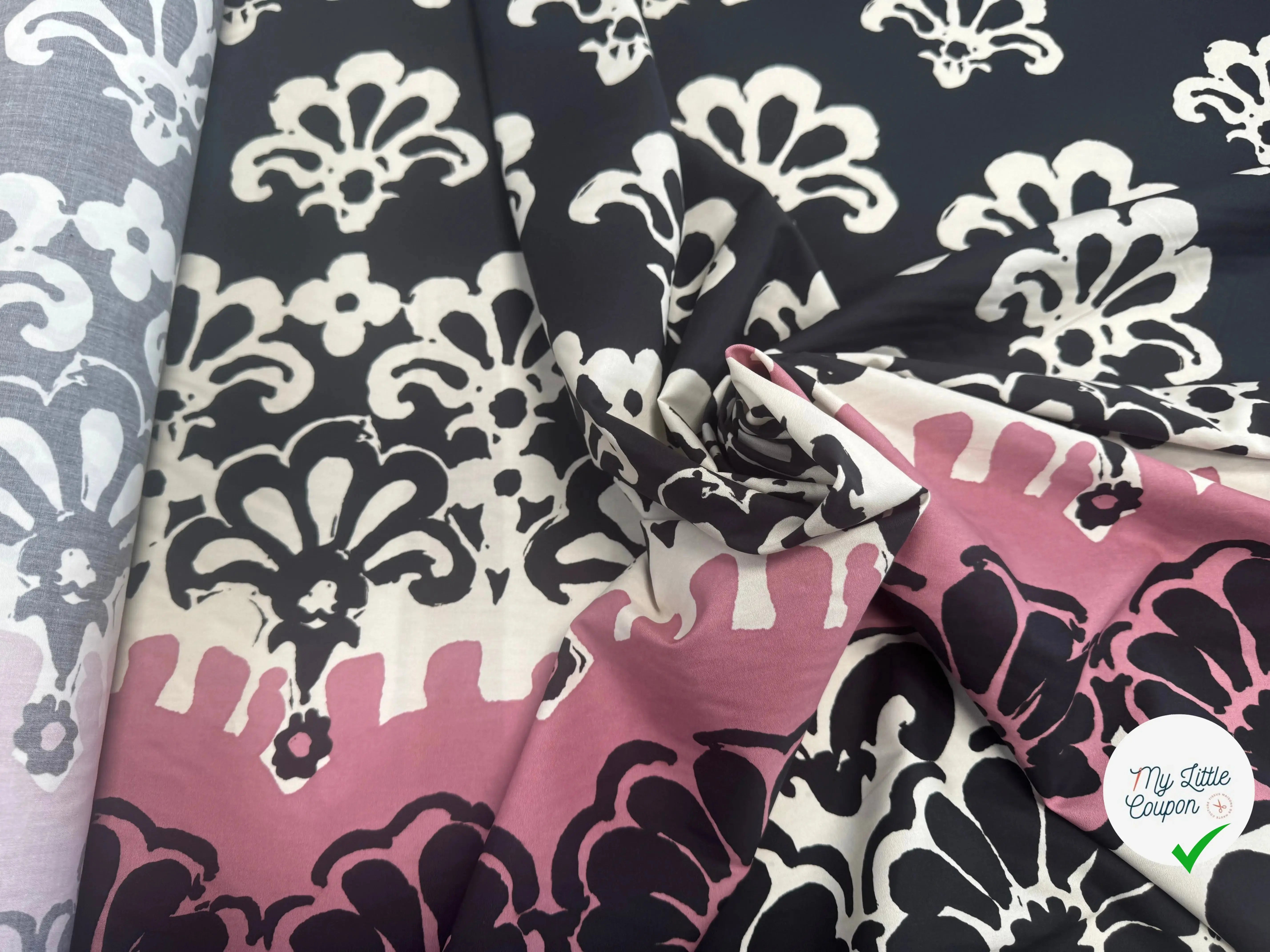 POPELINE DE COTON AVEC BASE FLEURS ABSTRAITE - My Little Coupon