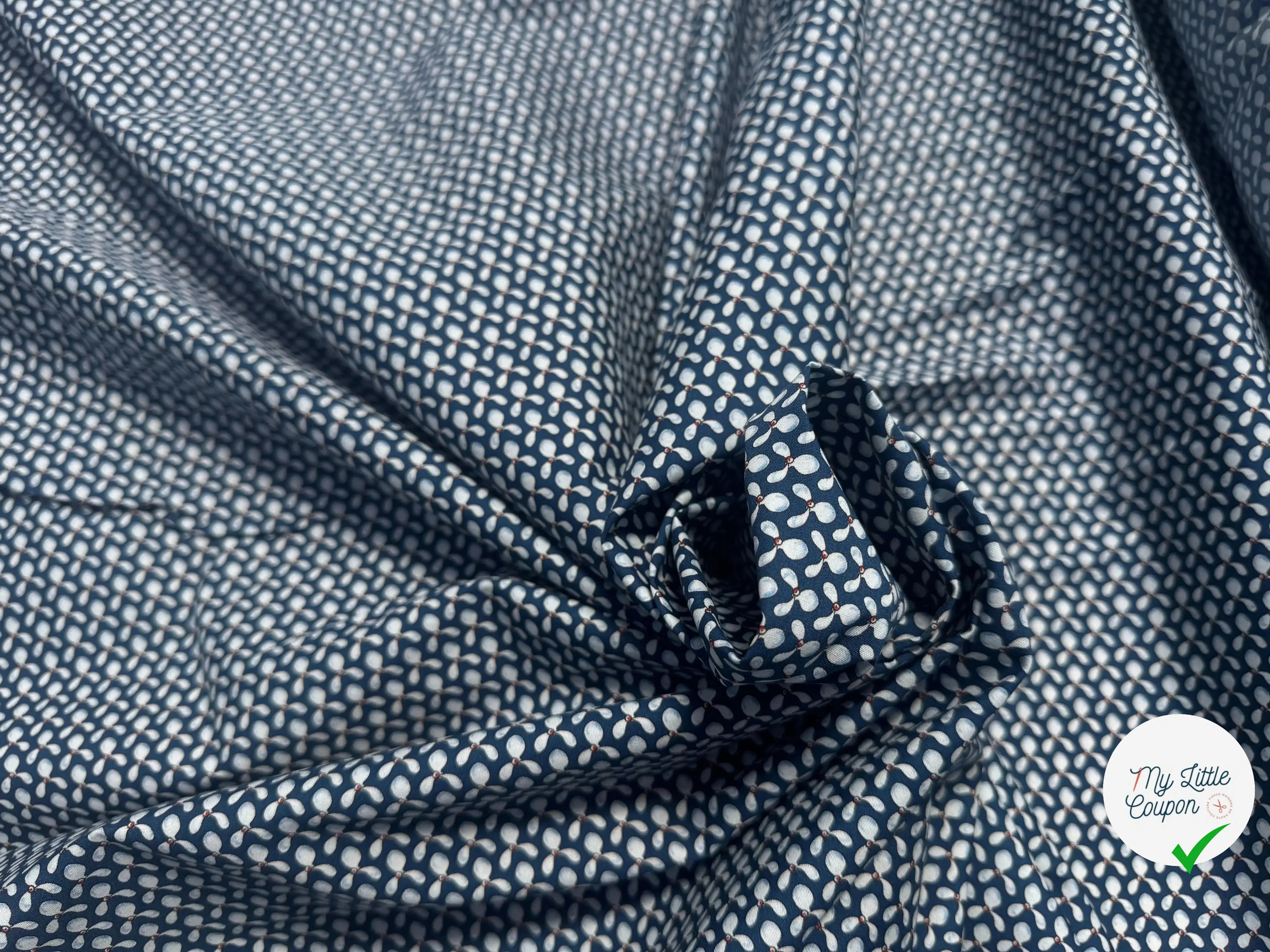 POPELINE DE COTON BLEU PETITS MOTIFS - My Little Coupon