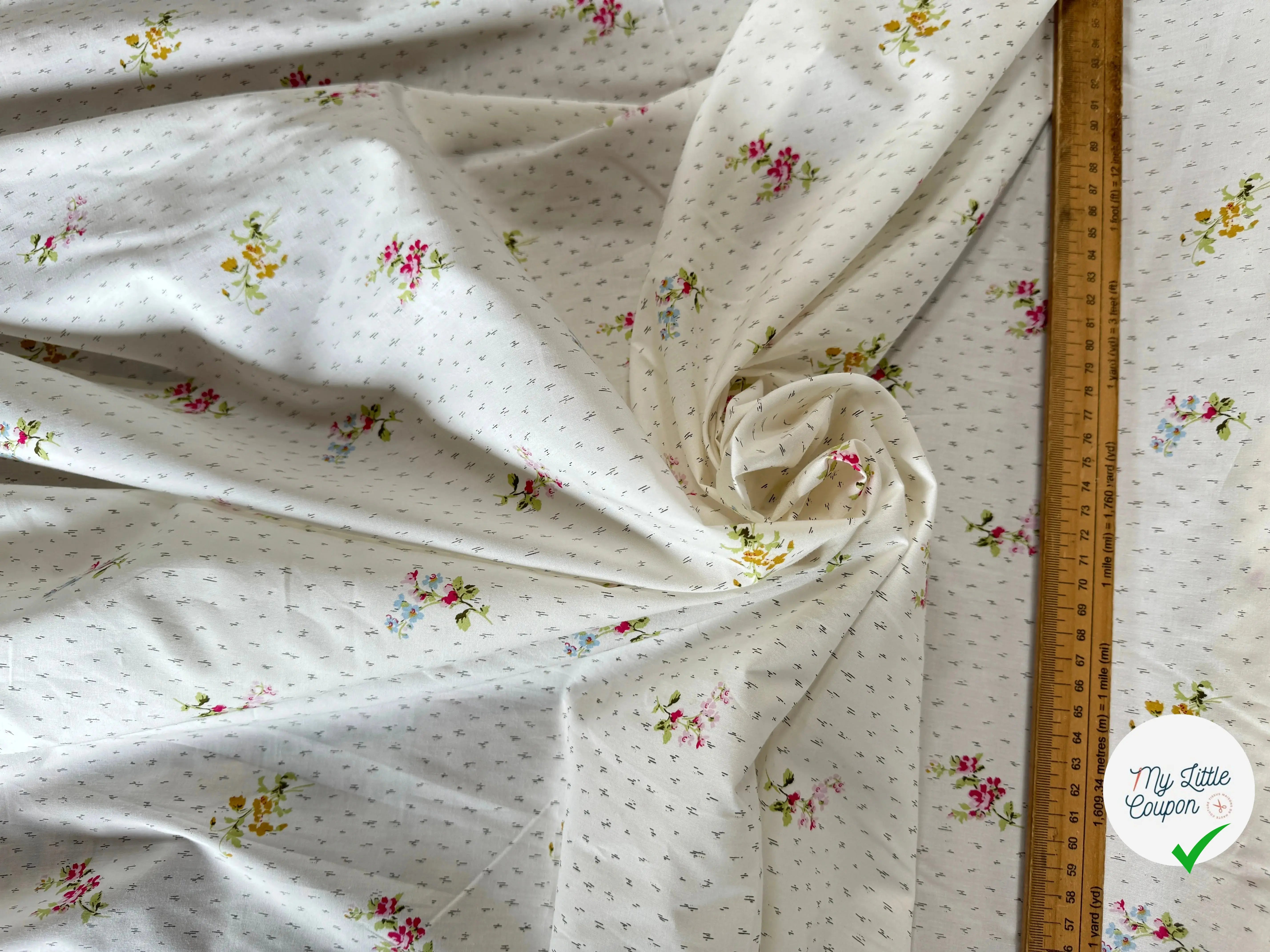 POPELINE DE COTON BOUQUET DE FLEURS - My Little Coupon