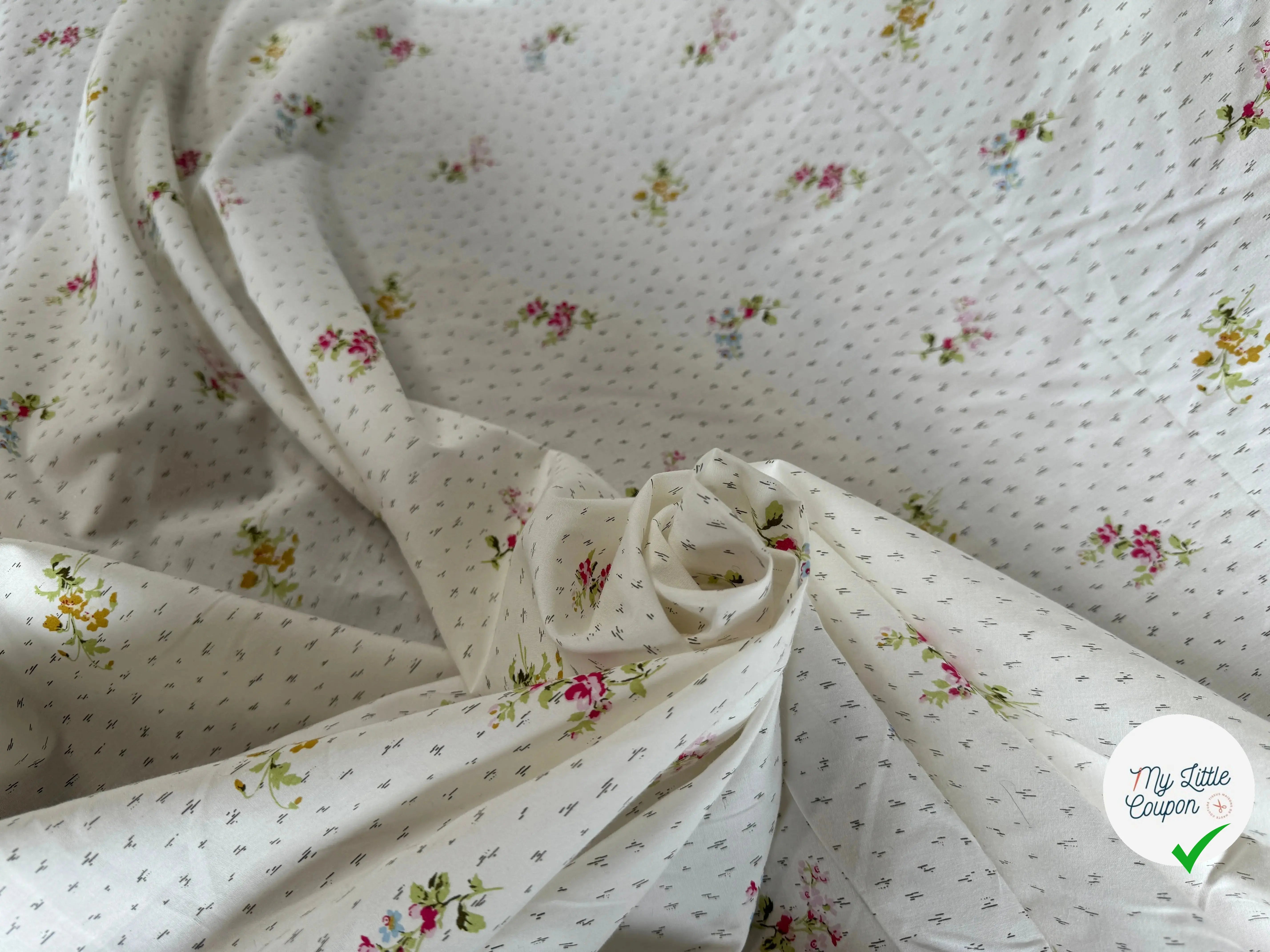 POPELINE DE COTON BOUQUET DE FLEURS - My Little Coupon