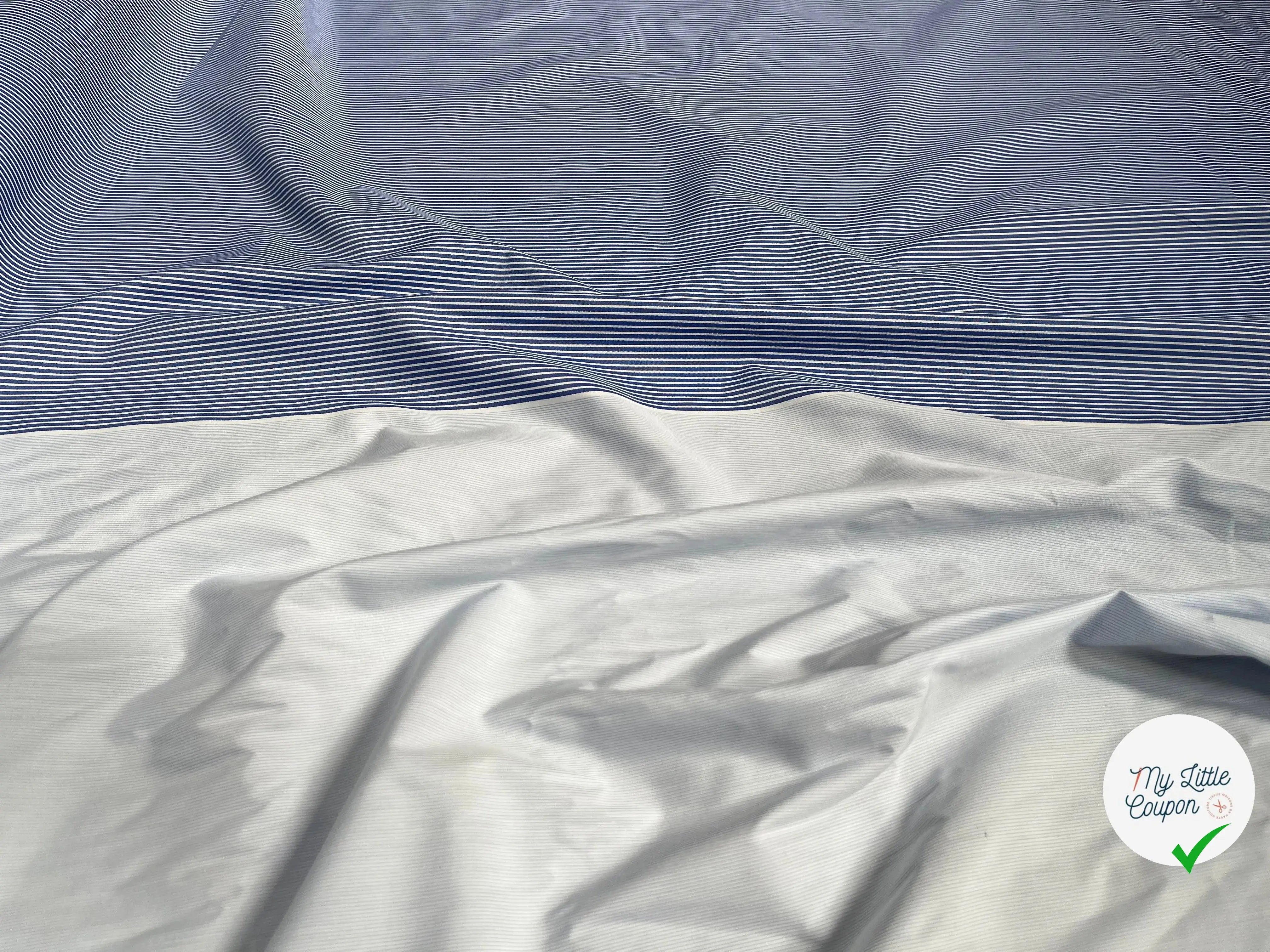 POPELINE DE COTON RAYURES BI LAIZE DE BLEU - My Little Coupon