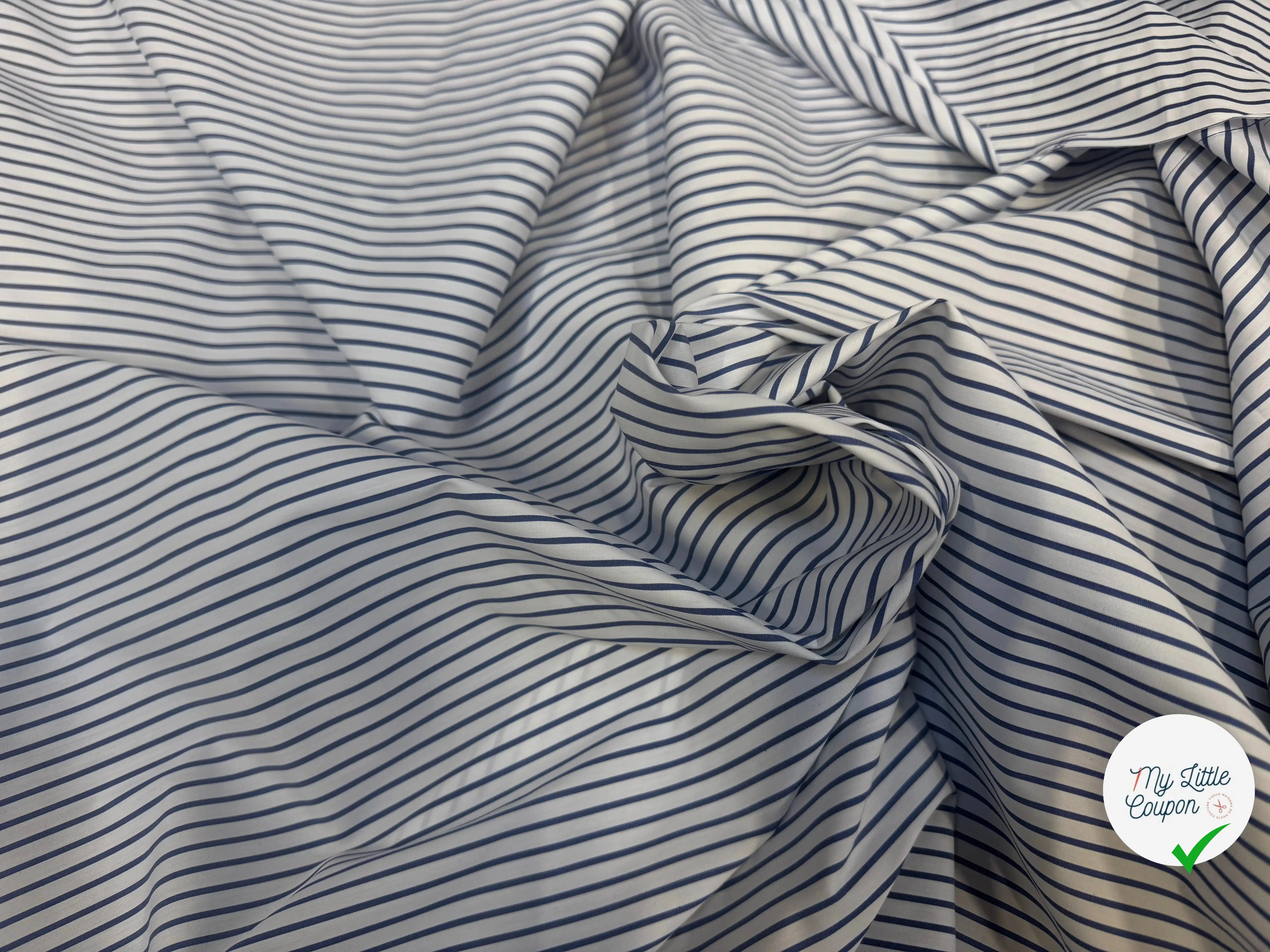 POPELINE DE COTON RAYURES BLEU - My Little Coupon