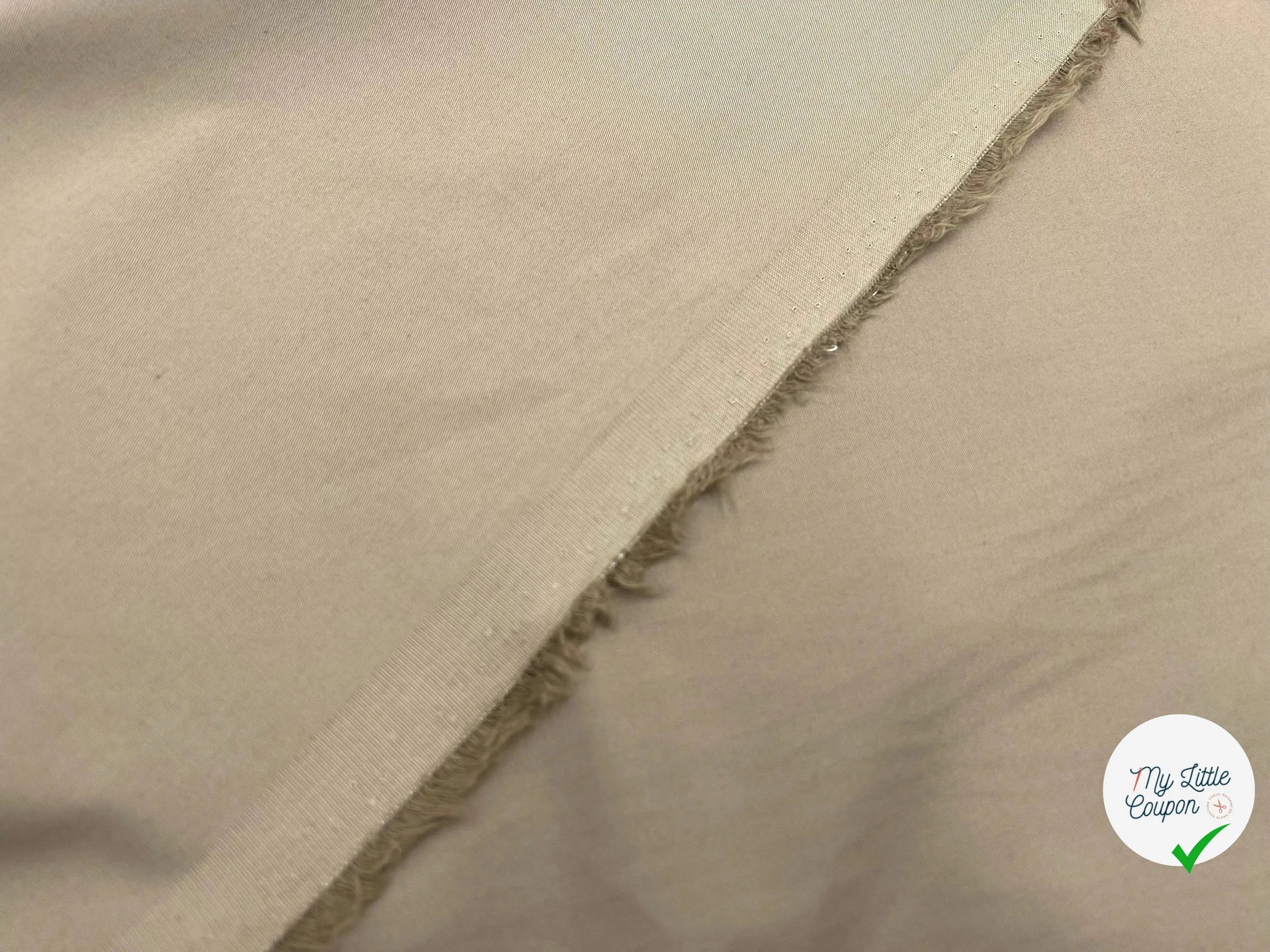 POPELINE DE COTON SERGÉE BEIGE RÉGLISSE - My Little Coupon - tissu - coudre