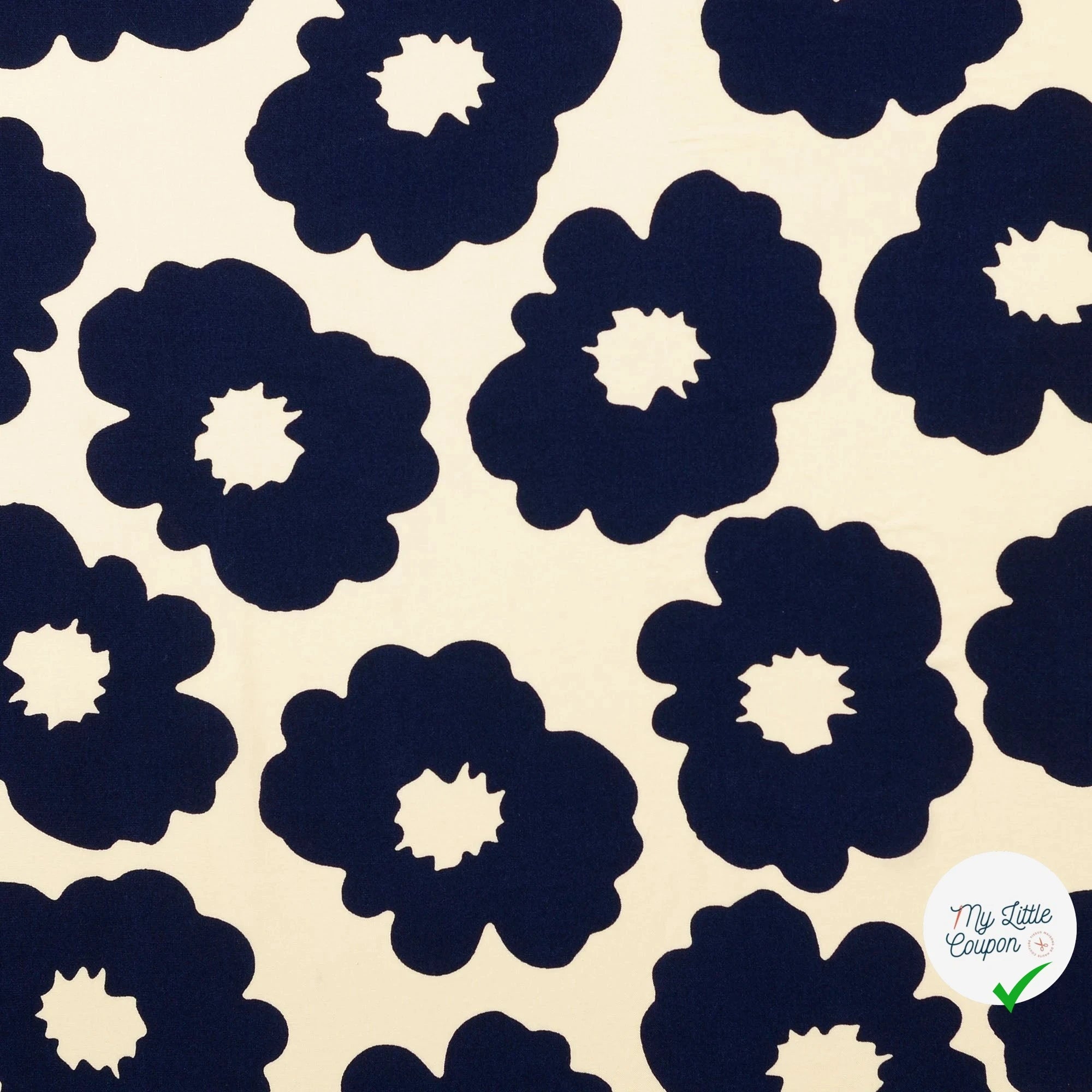 POPELINE DE VISCOSE UNICOLORE BLEU MARINE - My Little Coupon