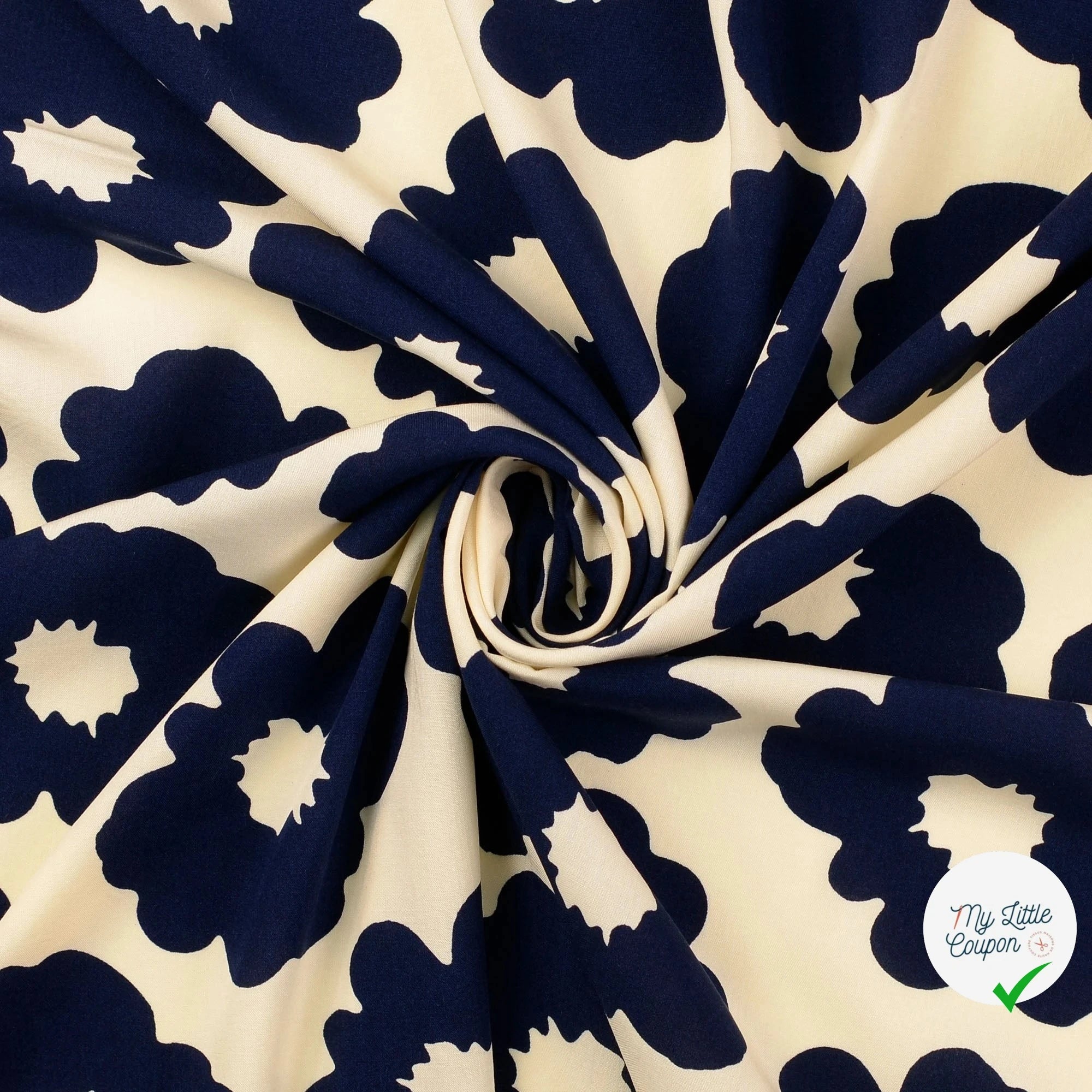 POPELINE DE VISCOSE UNICOLORE BLEU MARINE - My Little Coupon