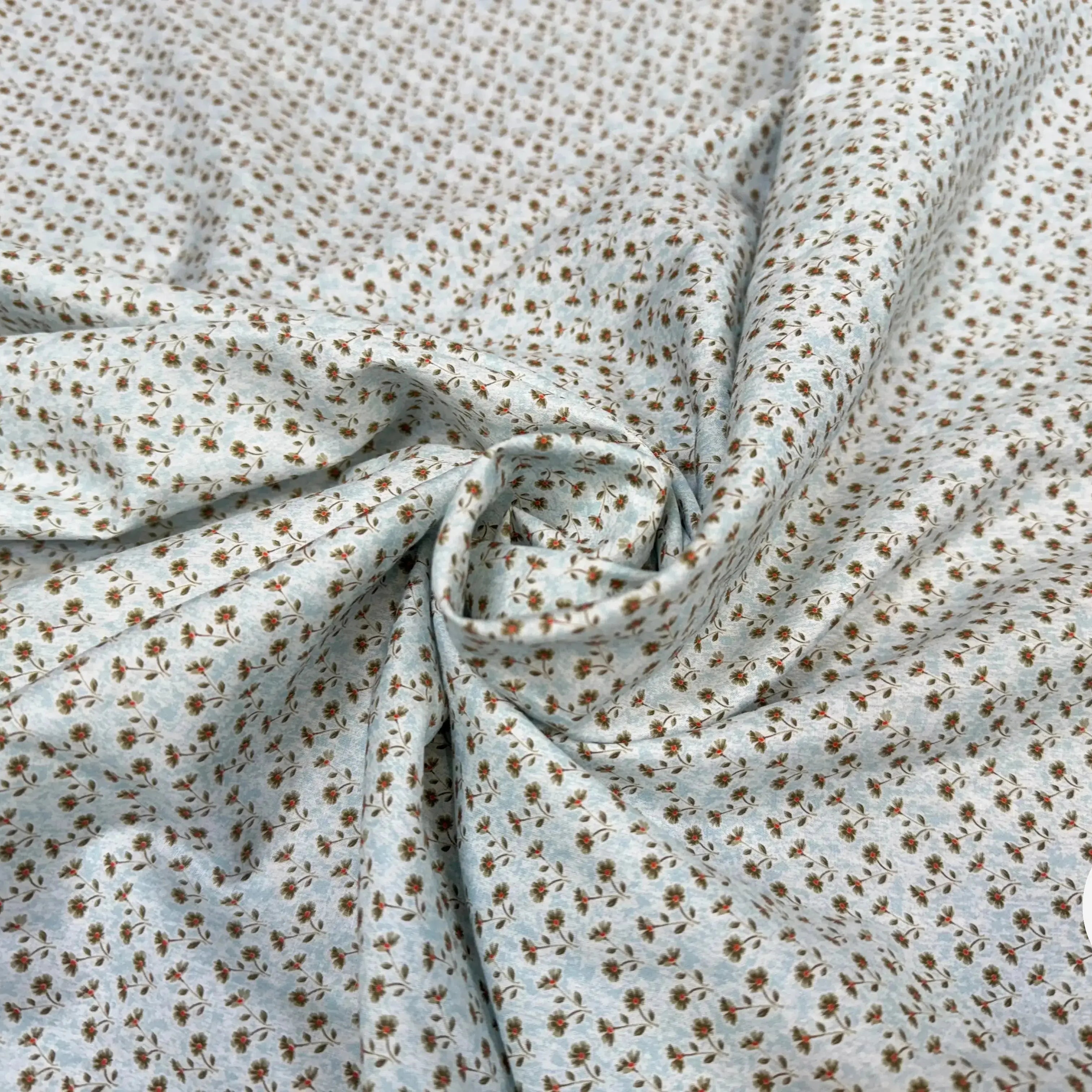 POPELINE FLEURETTE BABY BLUE - My Little Coupon