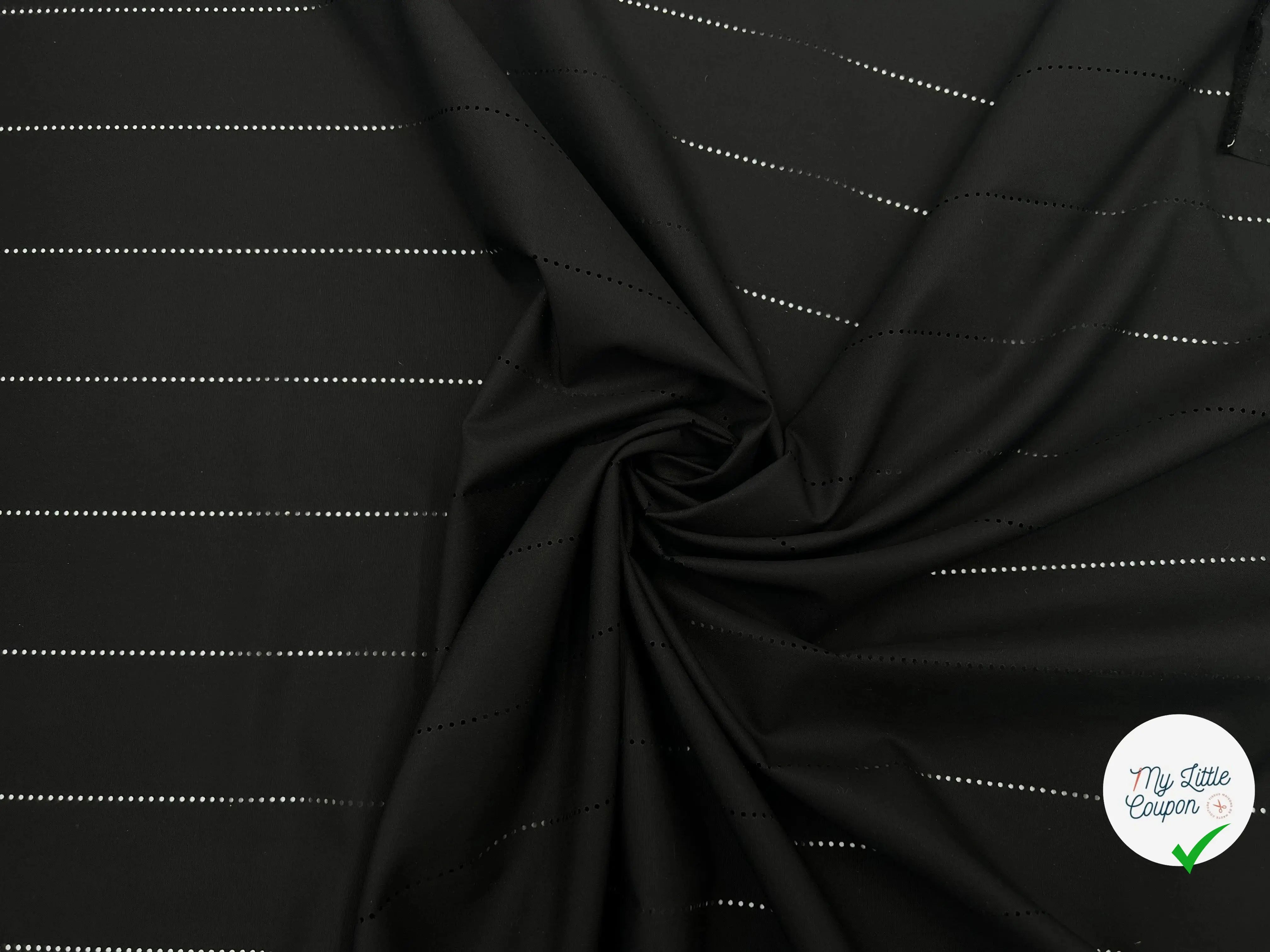 POPELINE NOIRE DE LIGNES POINTILLÉES - My Little Coupon - tissu - coudre
