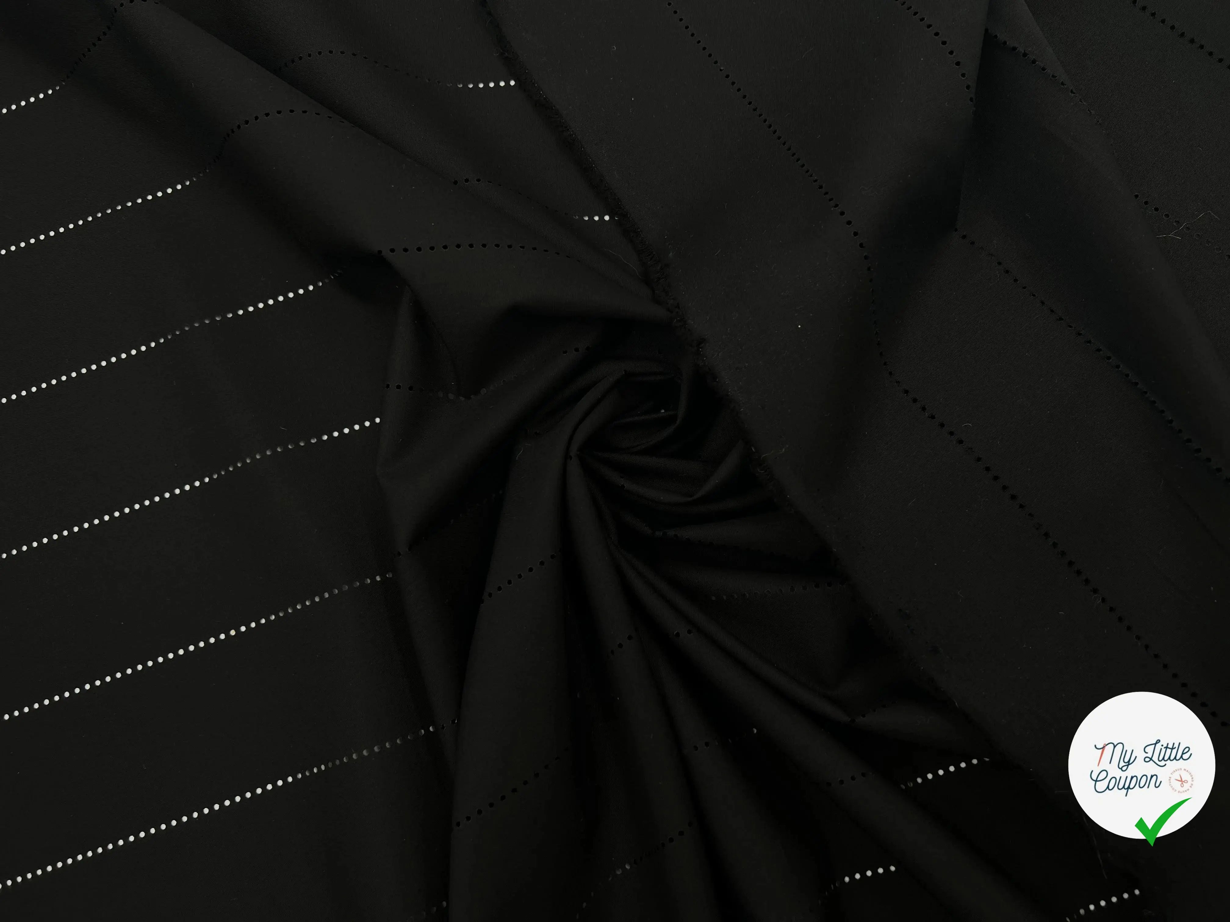 POPELINE NOIRE DE LIGNES POINTILLÉES - My Little Coupon - tissu - coudre