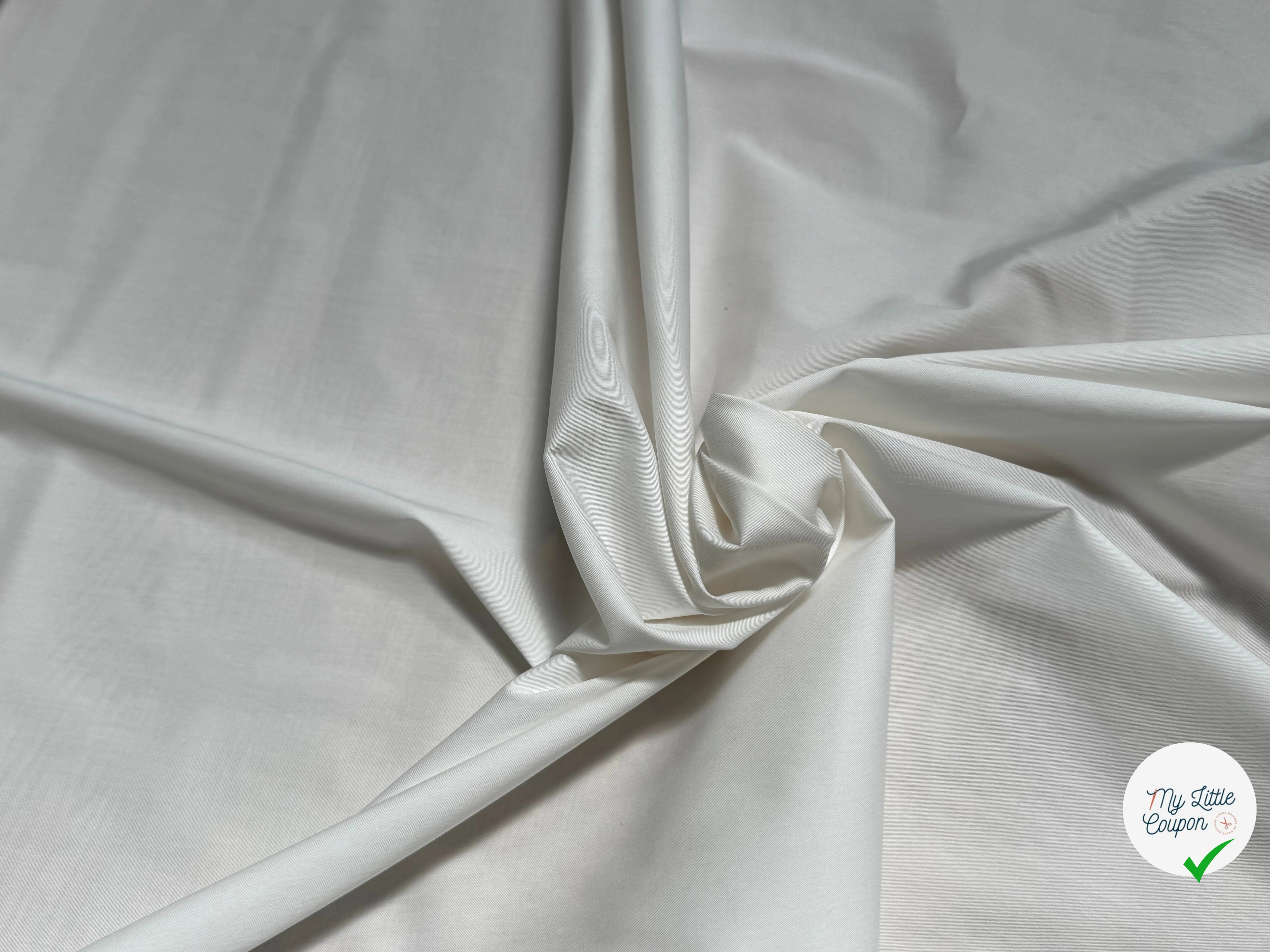 (Chute) POPELINE POLYCOTON FINEMENT SERGÉE EFFET CRAQUANT BLANC CASSÉ - My Little Coupon