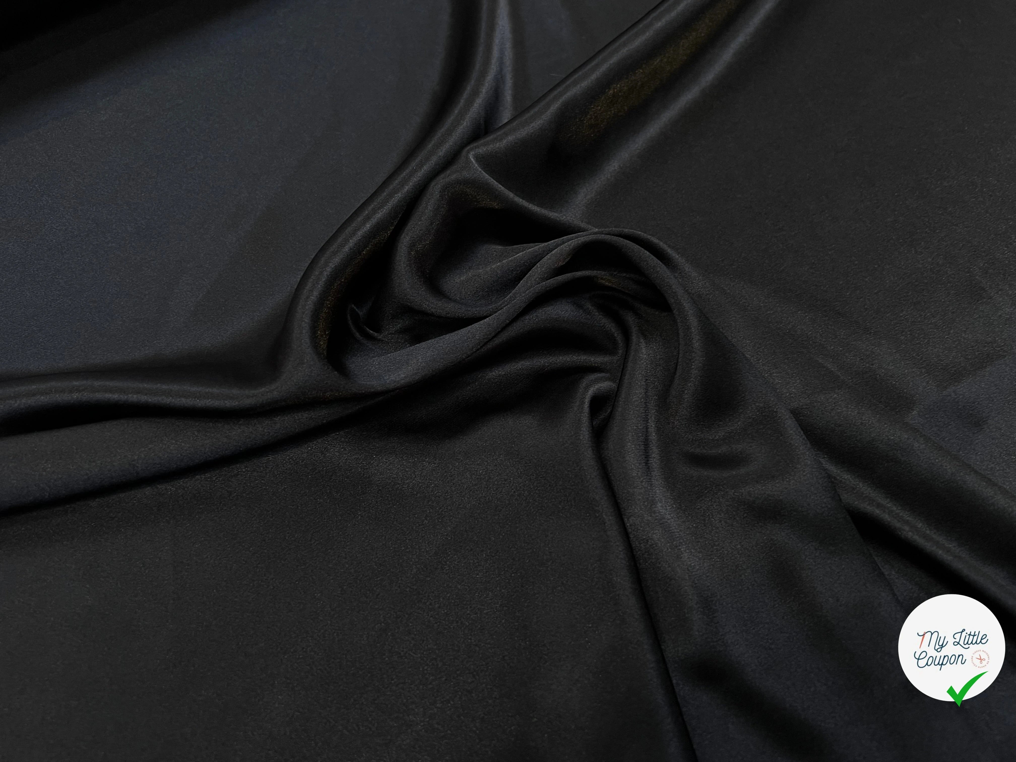 (Chute) SATIN FLUIDE NOIR POLYESTER 150CM - My Little Coupon