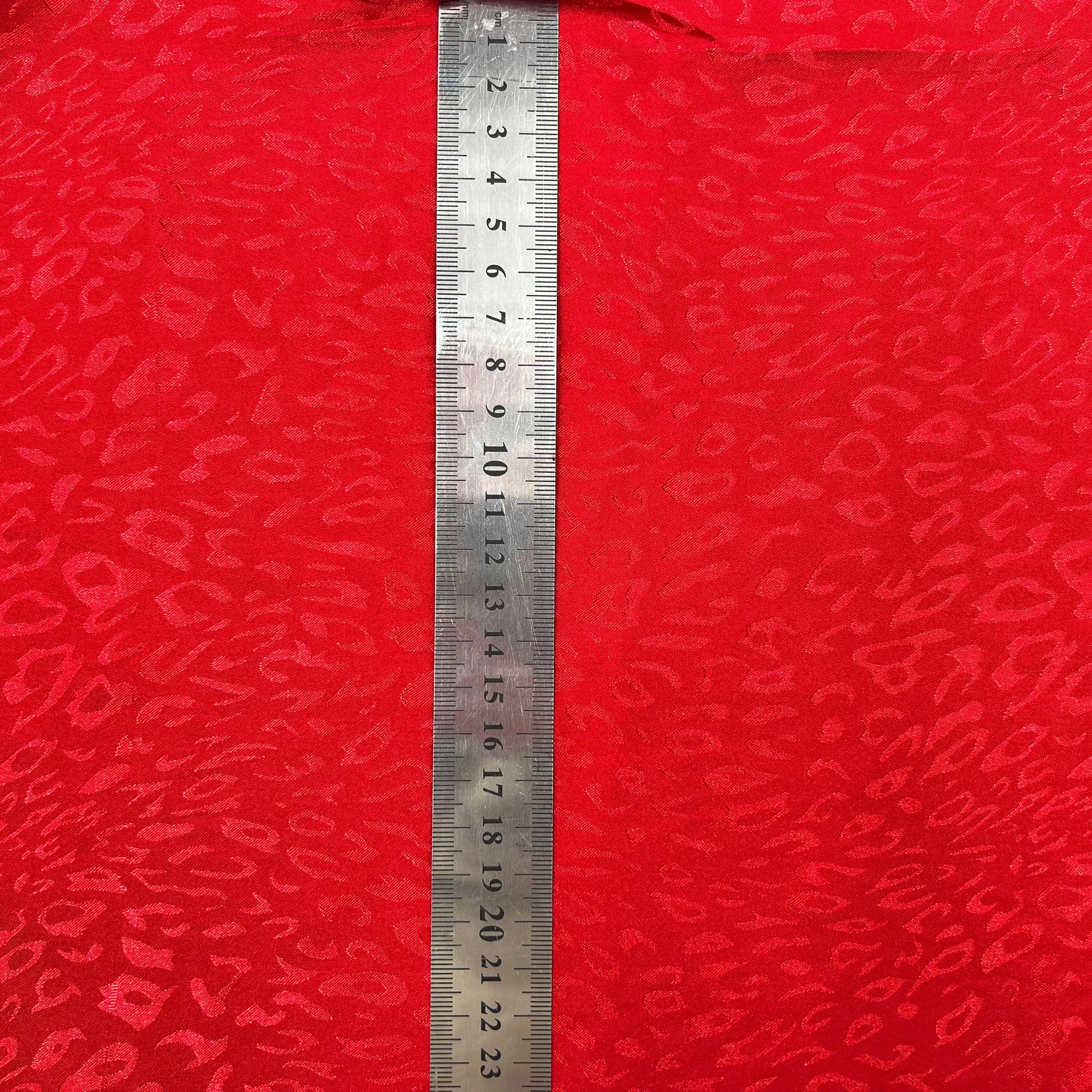 SATIN JACQUARD LÉOPARD ROUGE VIF MLC INTERN