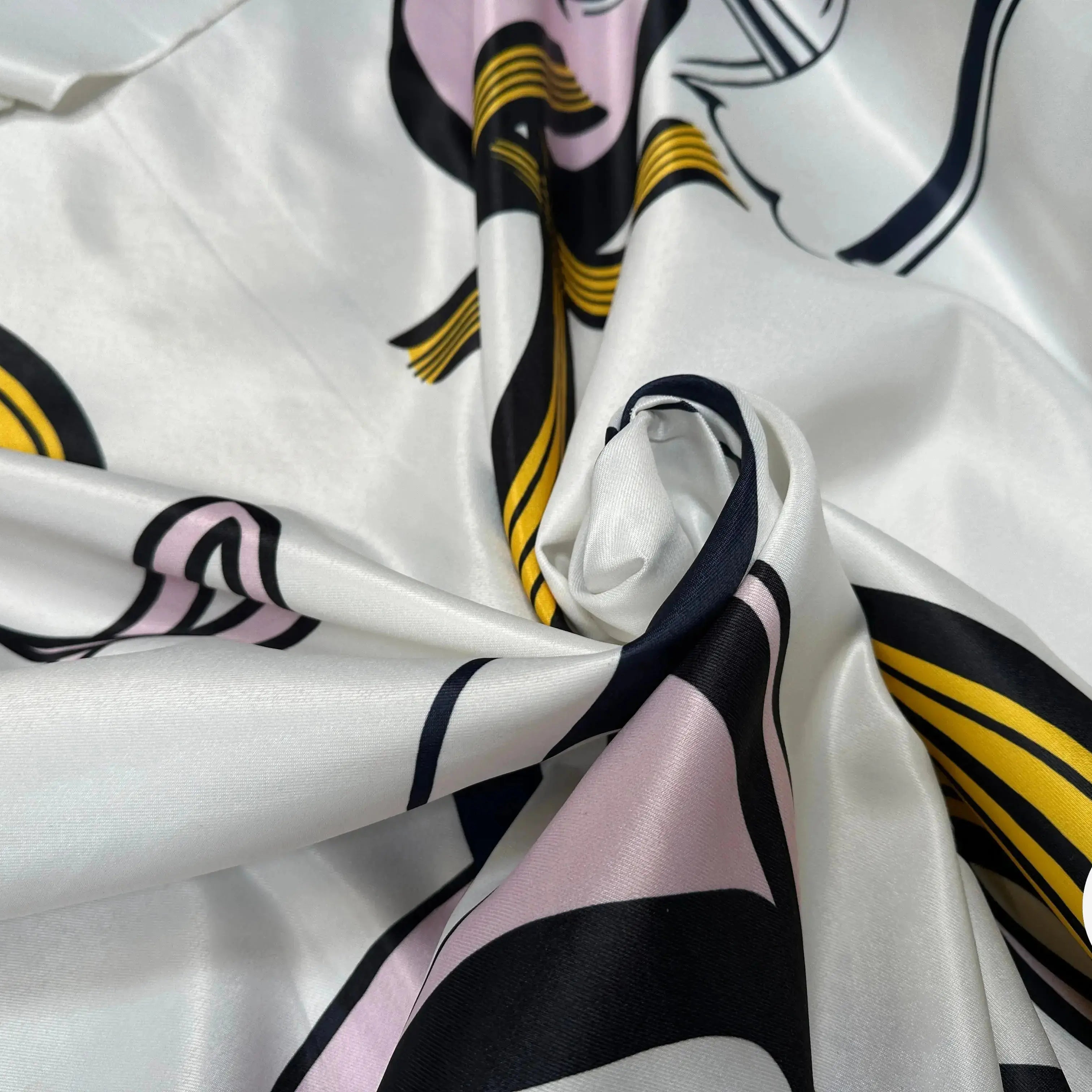 SATIN SERGÉ LOURD MIAMI POP ART BLANC - My Little Coupon