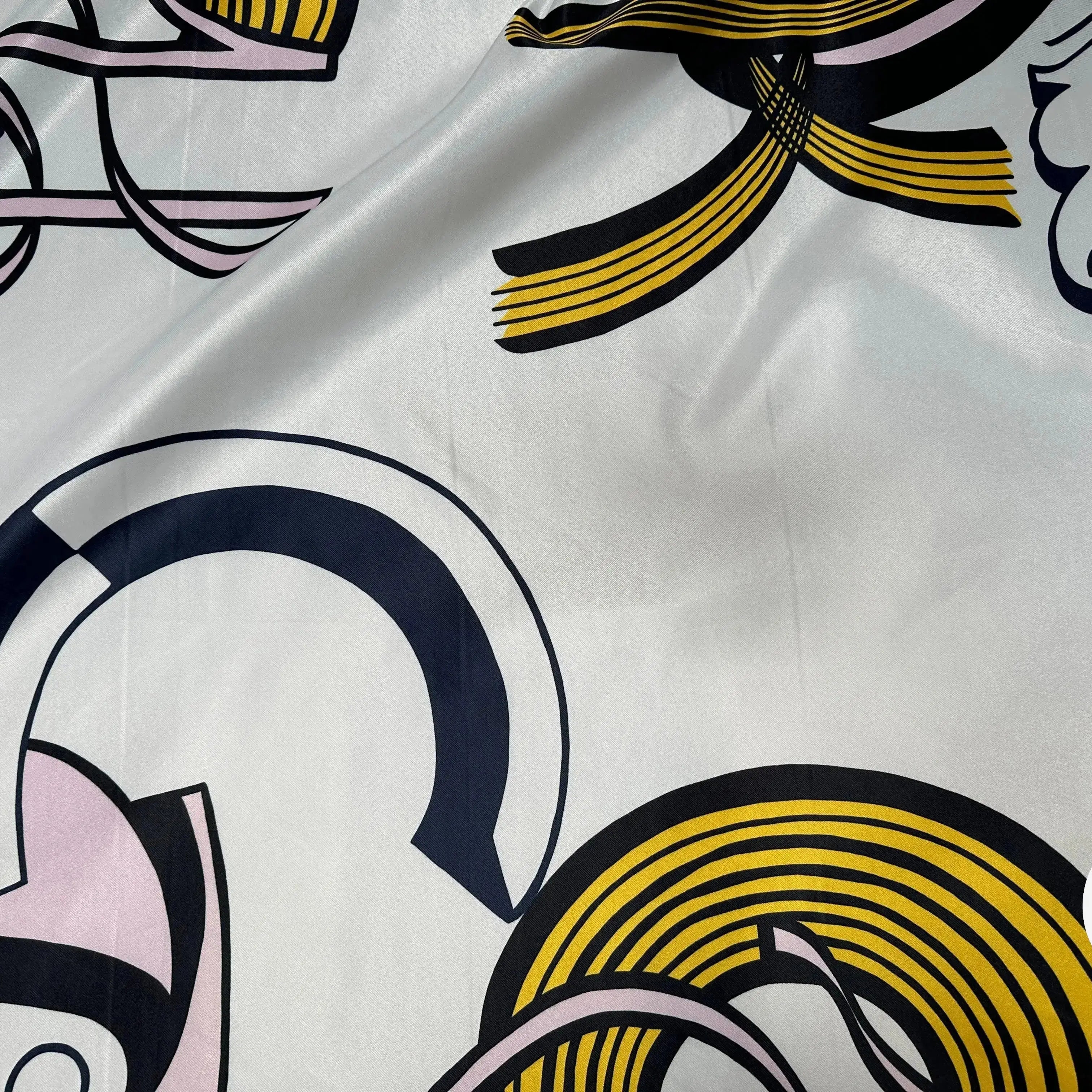 SATIN SERGÉ LOURD MIAMI POP ART BLANC - My Little Coupon