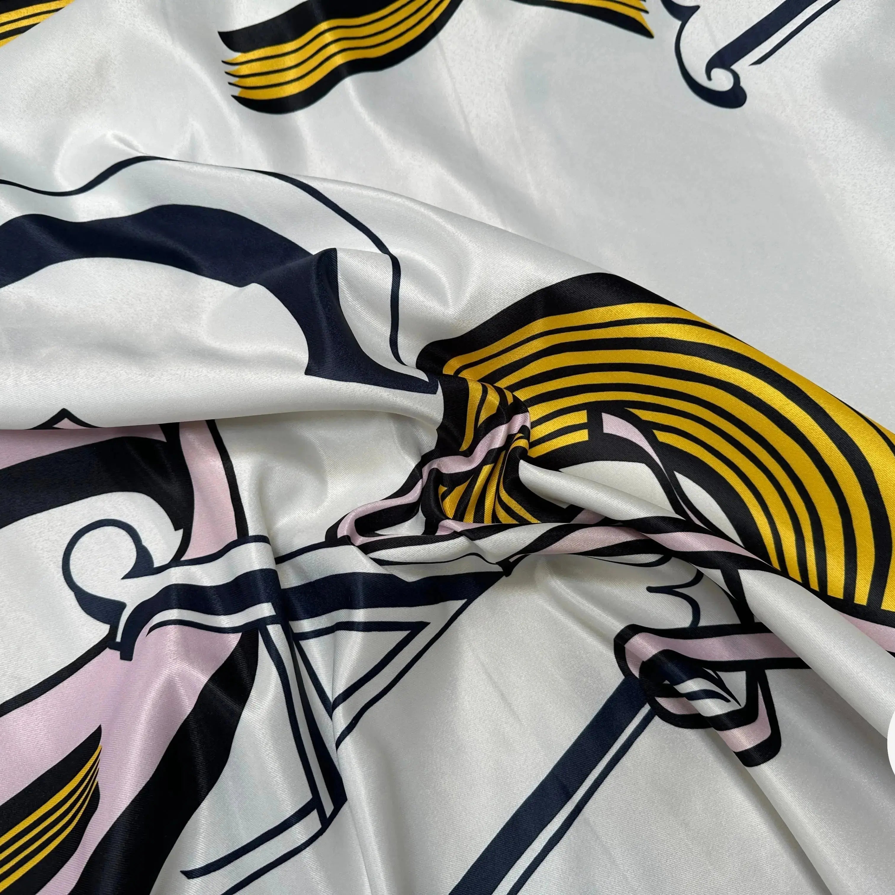 SATIN SERGÉ LOURD MIAMI POP ART BLANC - My Little Coupon