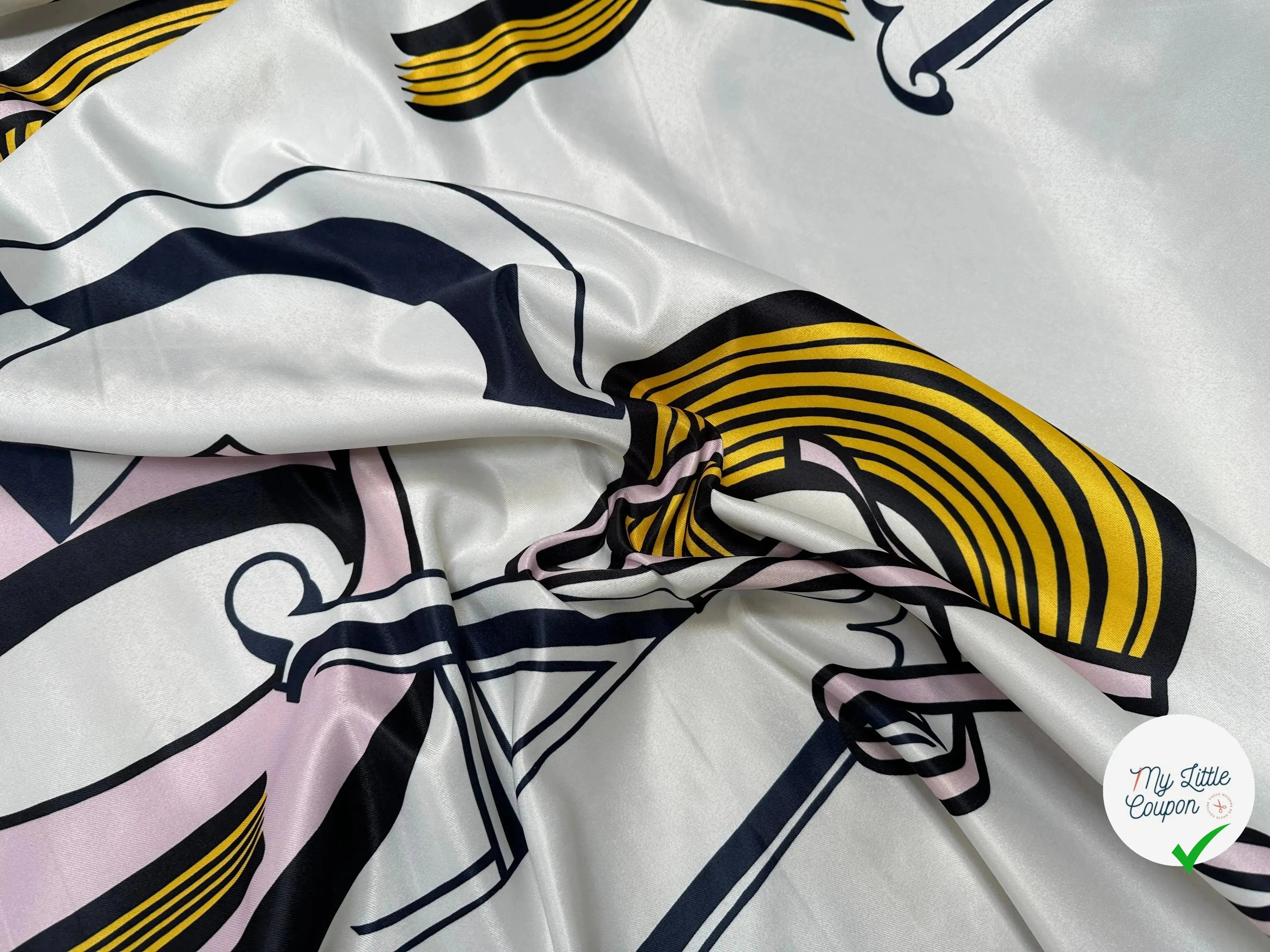 SATIN SERGÉ LOURD MIAMI POP ART BLANC - My Little Coupon