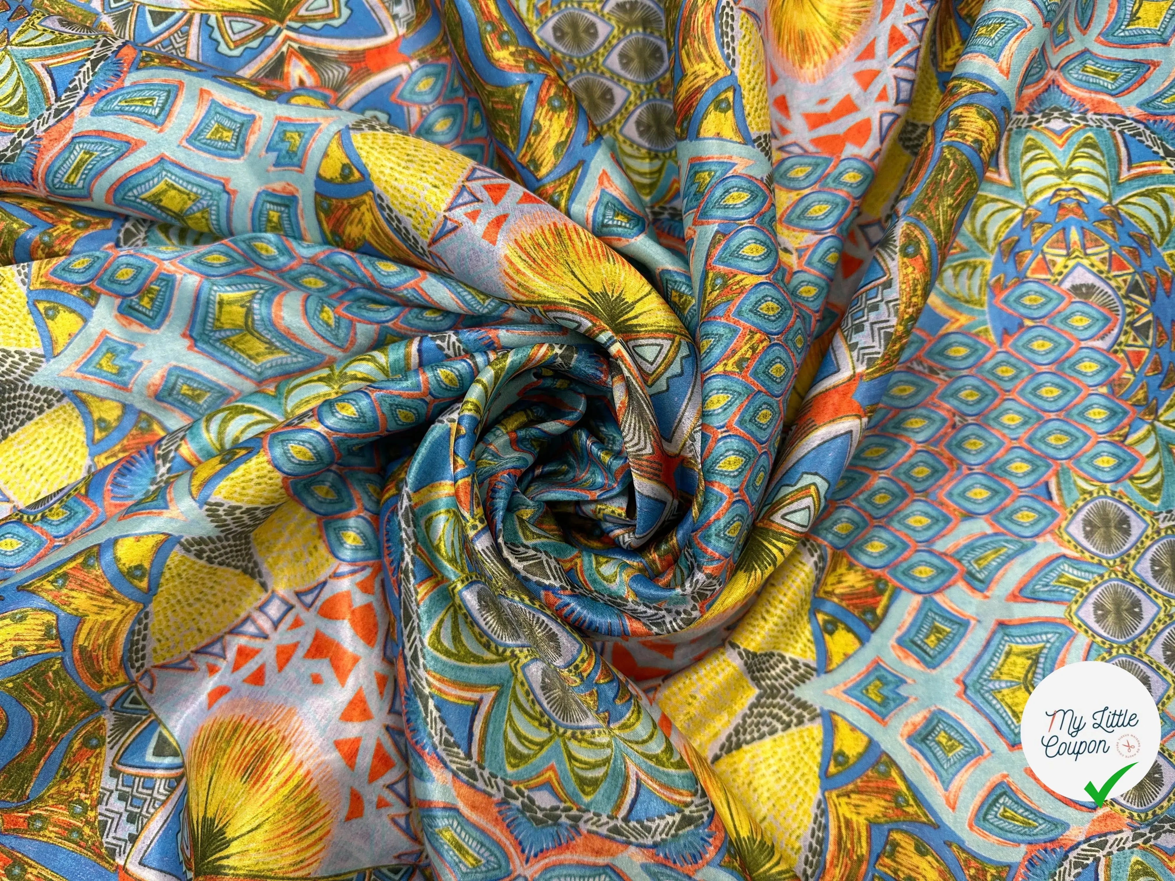 SATIN VELOUTÉ ABSTRACT COLOUR JAUNE - My Little Coupon