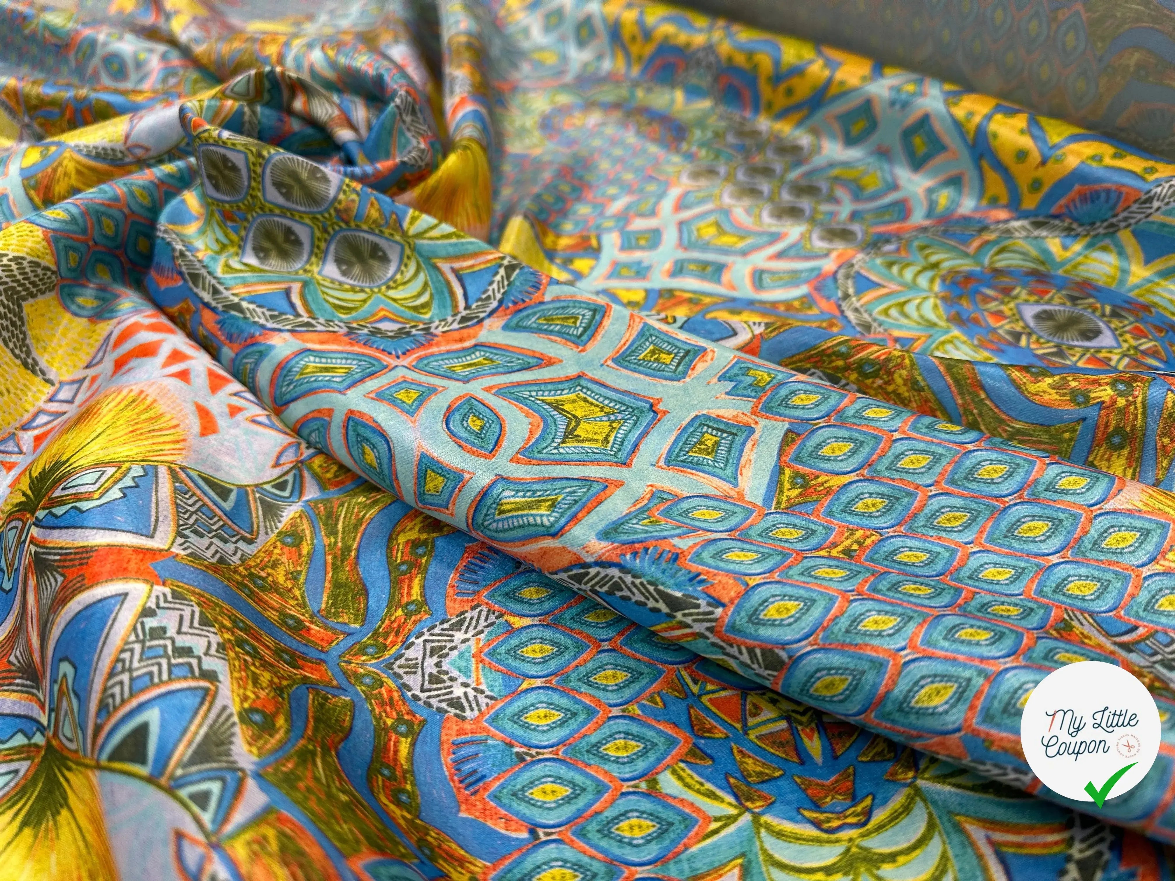 SATIN VELOUTÉ ABSTRACT COLOUR JAUNE - My Little Coupon
