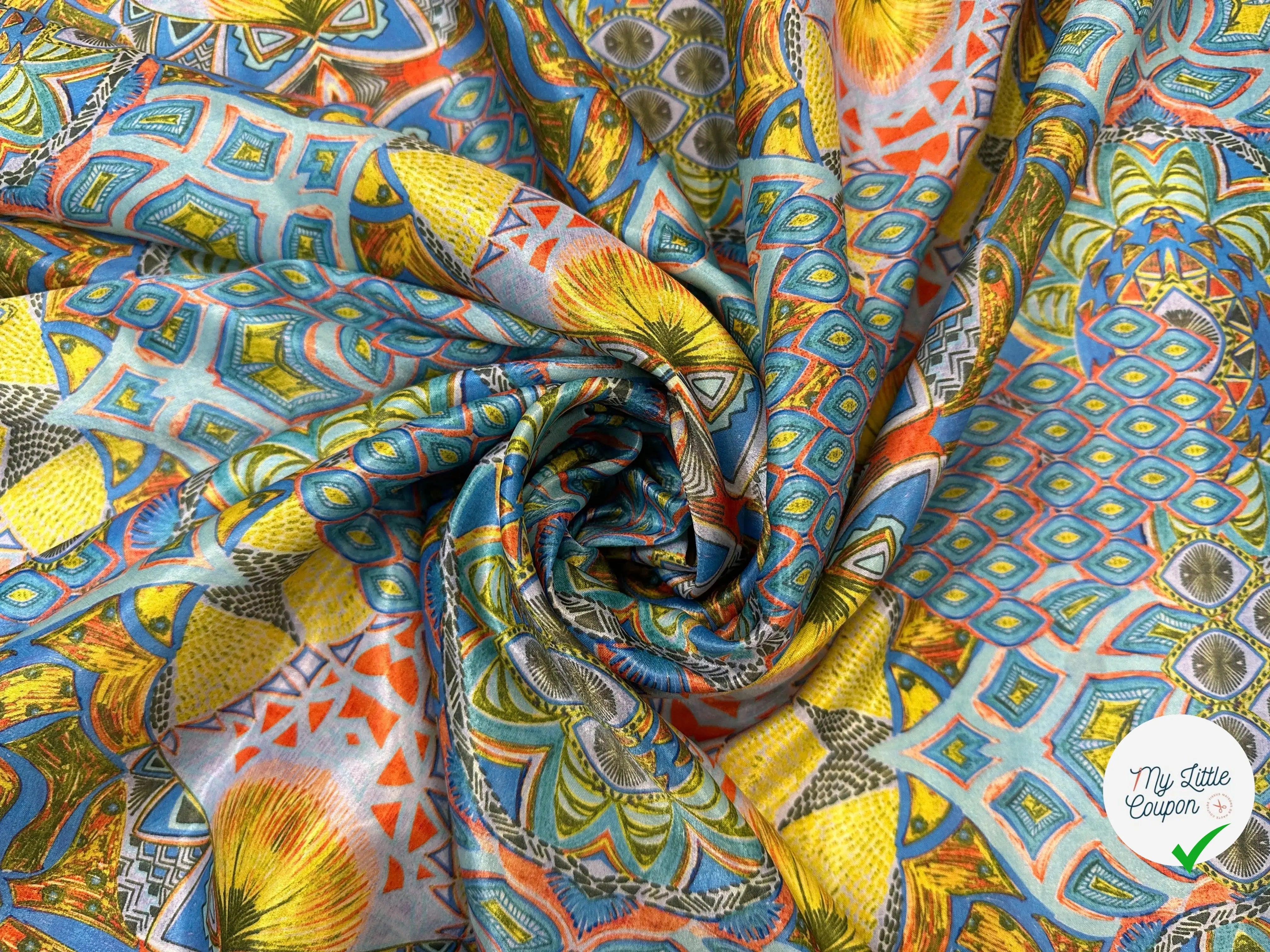 SATIN VELOUTÉ ABSTRACT COLOUR JAUNE - My Little Coupon