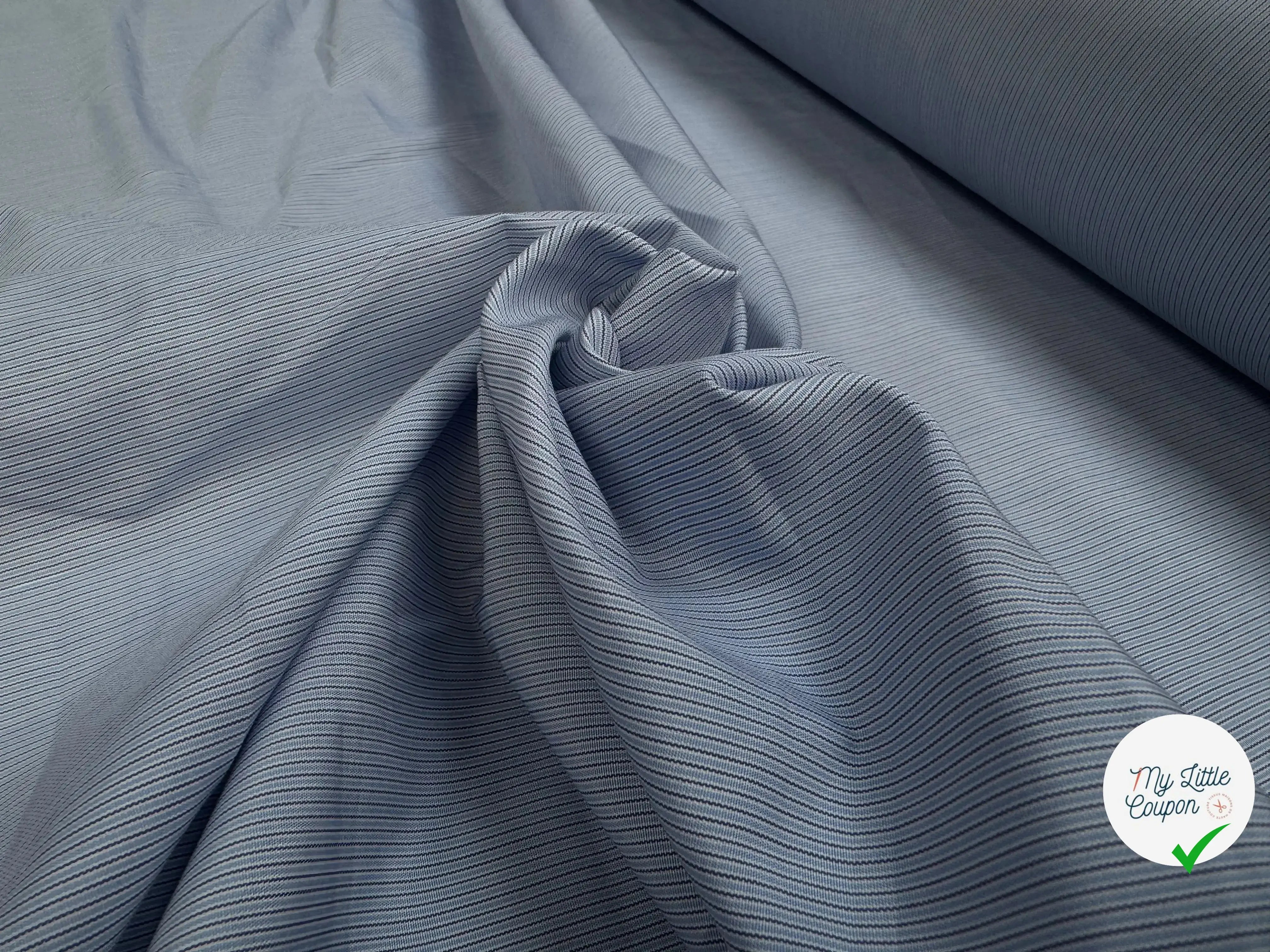 TISSU BLEU POPELINE - TOILE RAYE BLEU - My Little Coupon
