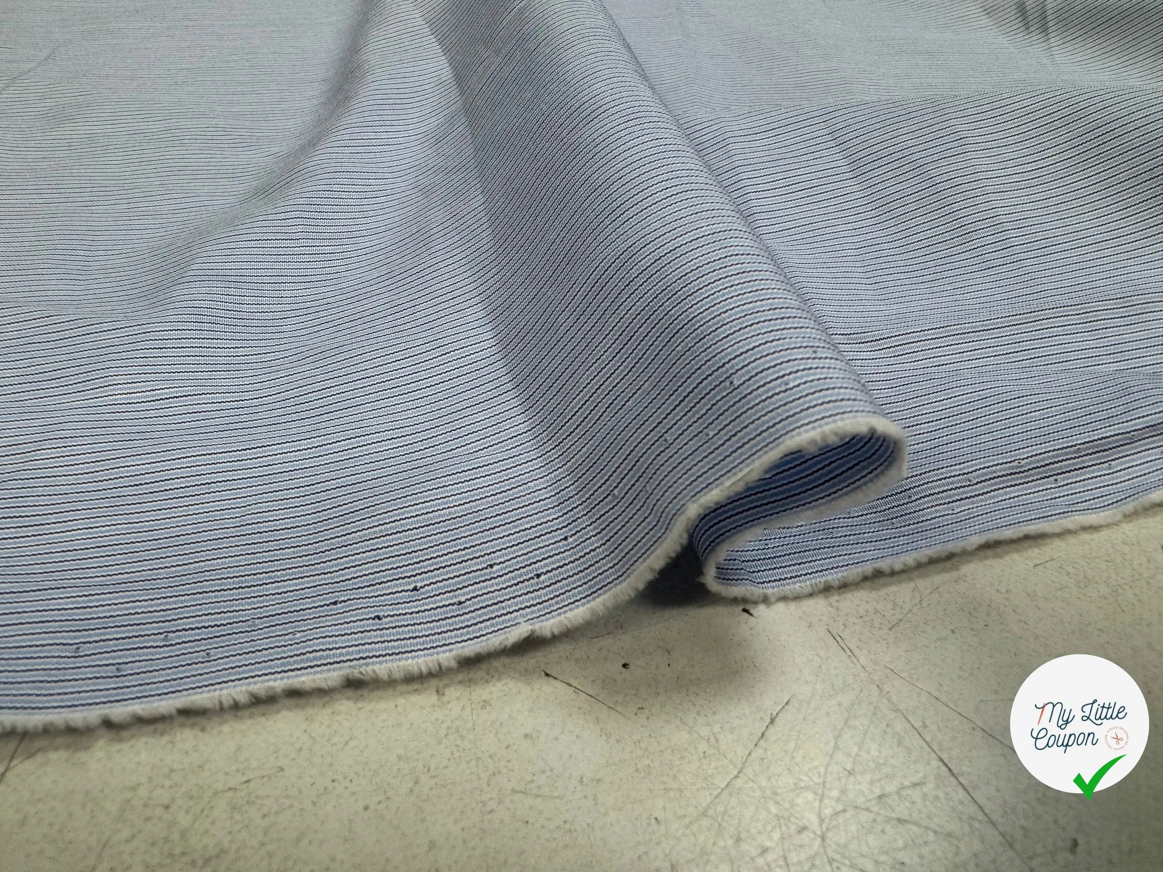 TISSU BLEU POPELINE - TOILE RAYE BLEU - My Little Coupon