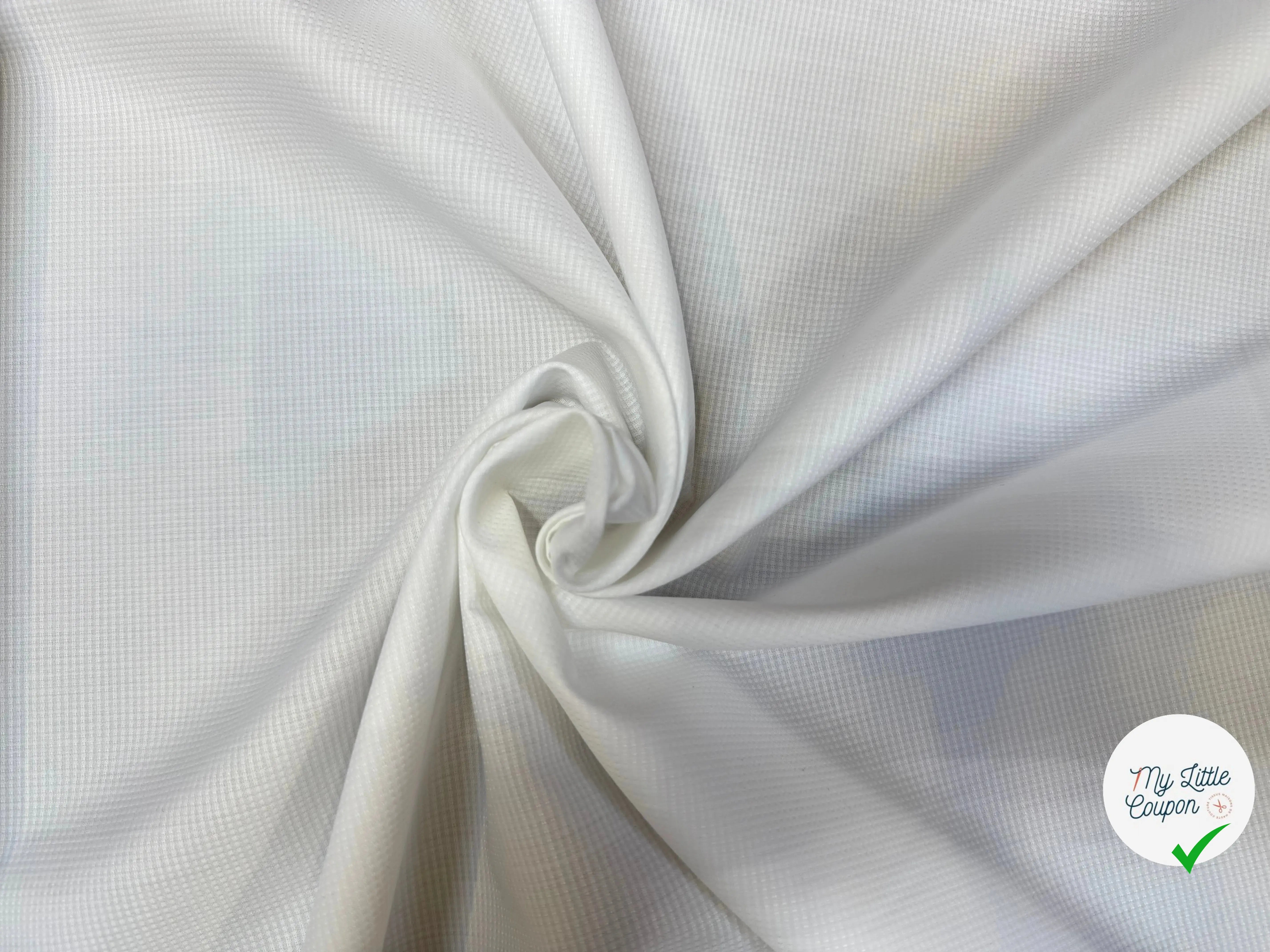 TISSU CHEMISE COTON BLANC ALBINI BLANC EFFET NID D'ABEILLE - My Little Coupon