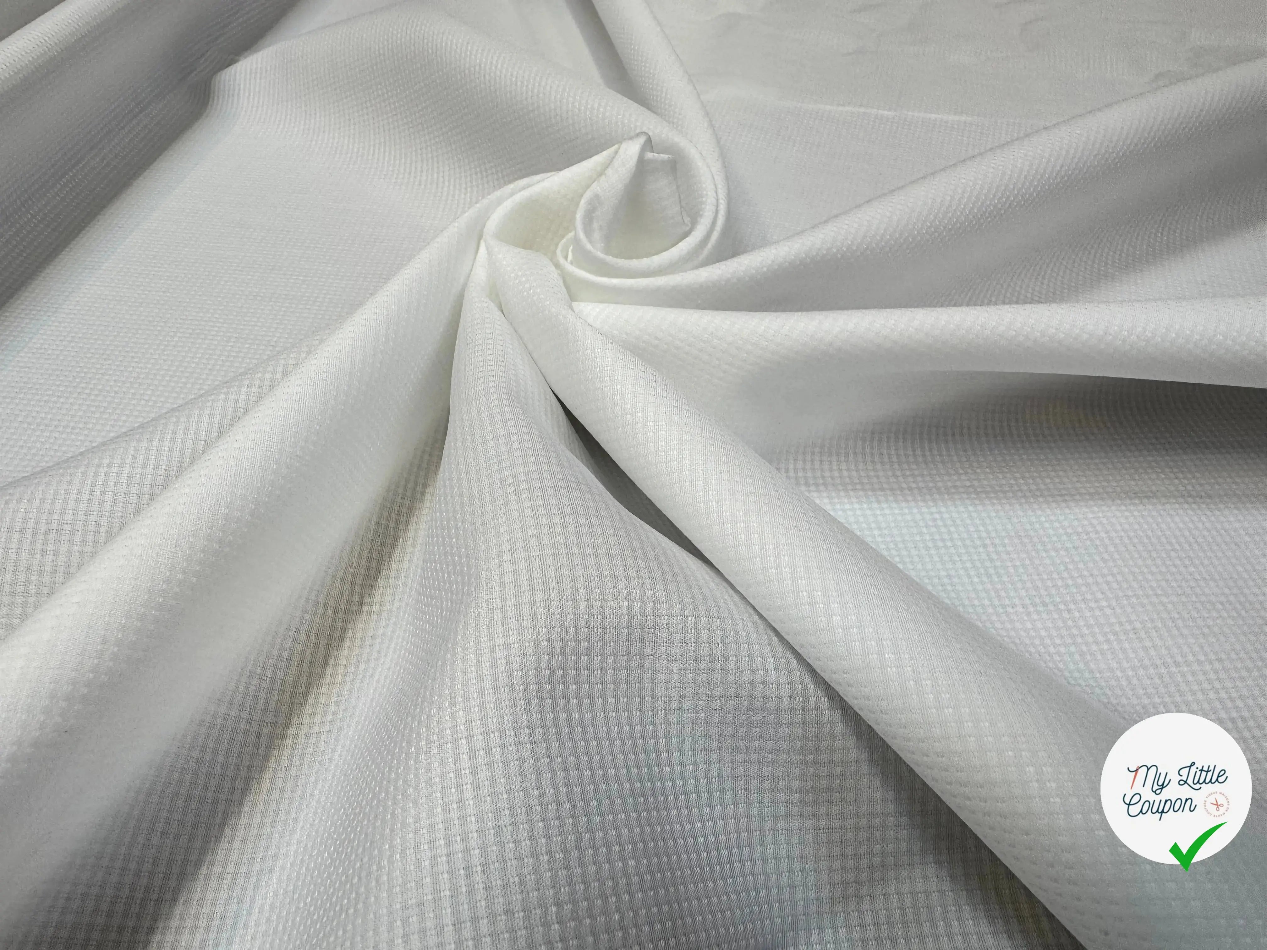 TISSU CHEMISE COTON BLANC ALBINI BLANC EFFET NID D'ABEILLE - My Little Coupon