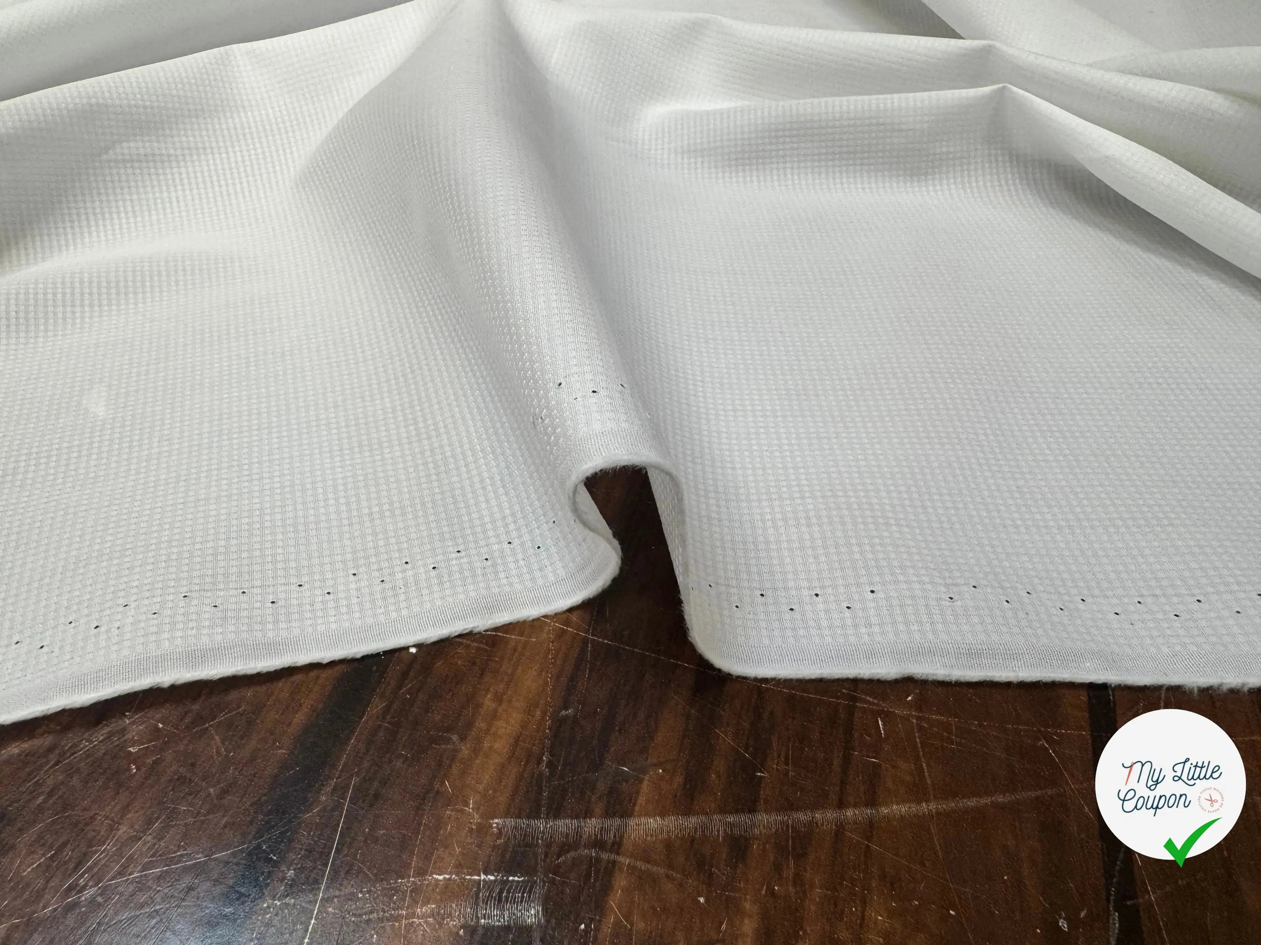 TISSU CHEMISE COTON BLANC ALBINI BLANC EFFET NID D'ABEILLE - My Little Coupon