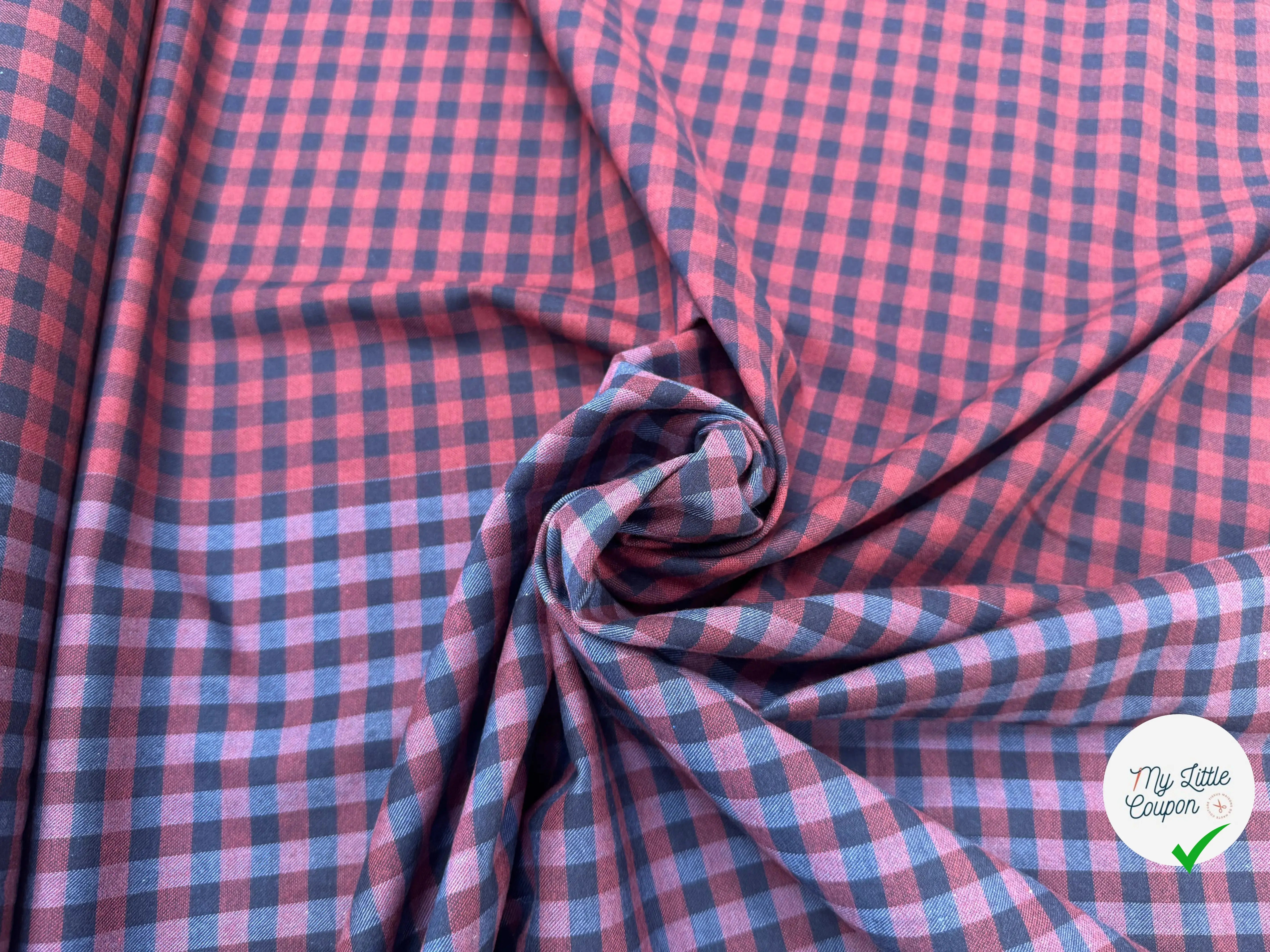 TISSU COTON TRAPPEUR BICOLORE BLEU MARINE ET ROUGE - My Little Coupon