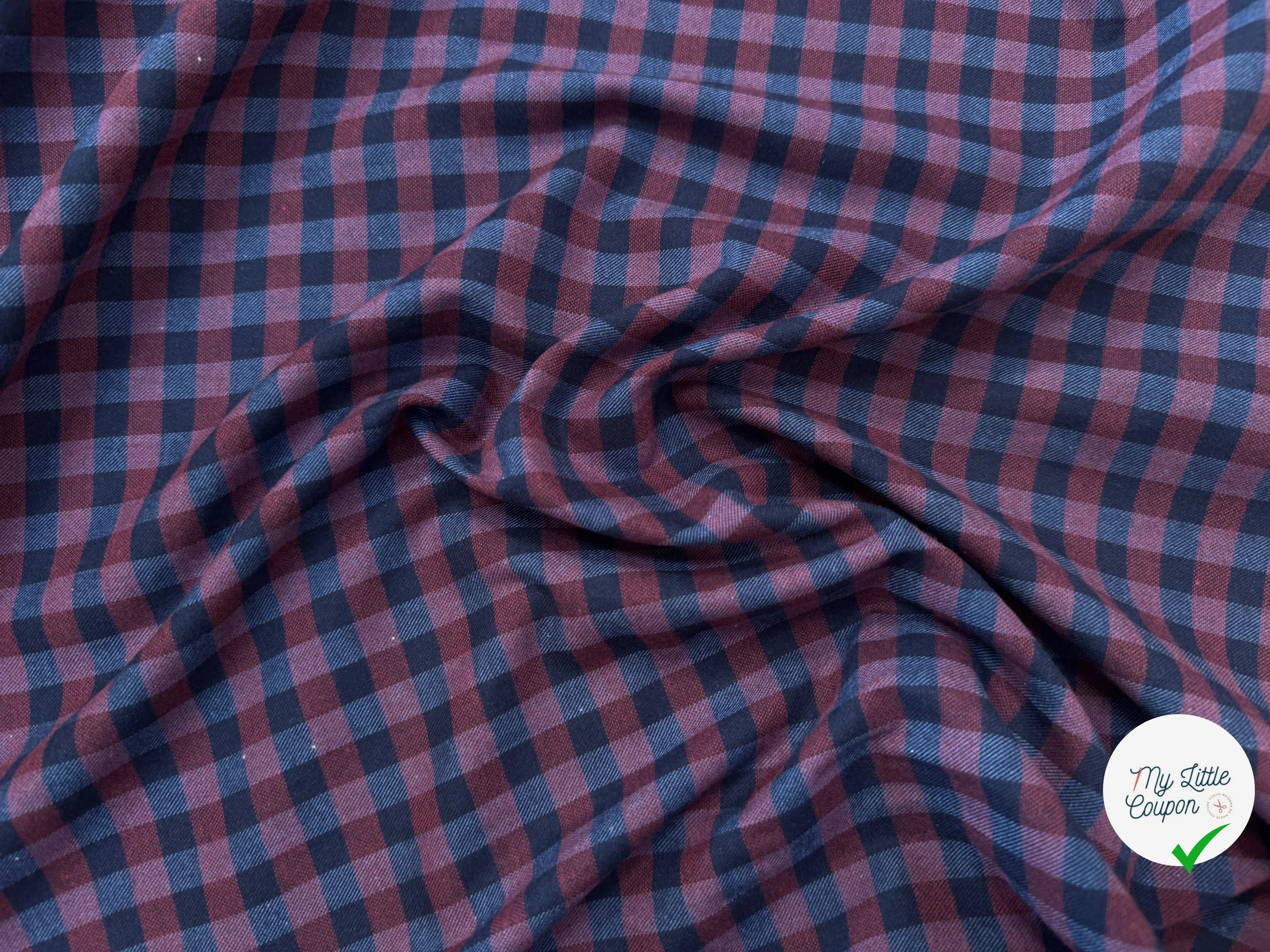 TISSU COTON TRAPPEUR BICOLORE BLEU MARINE ET ROUGE - My Little Coupon
