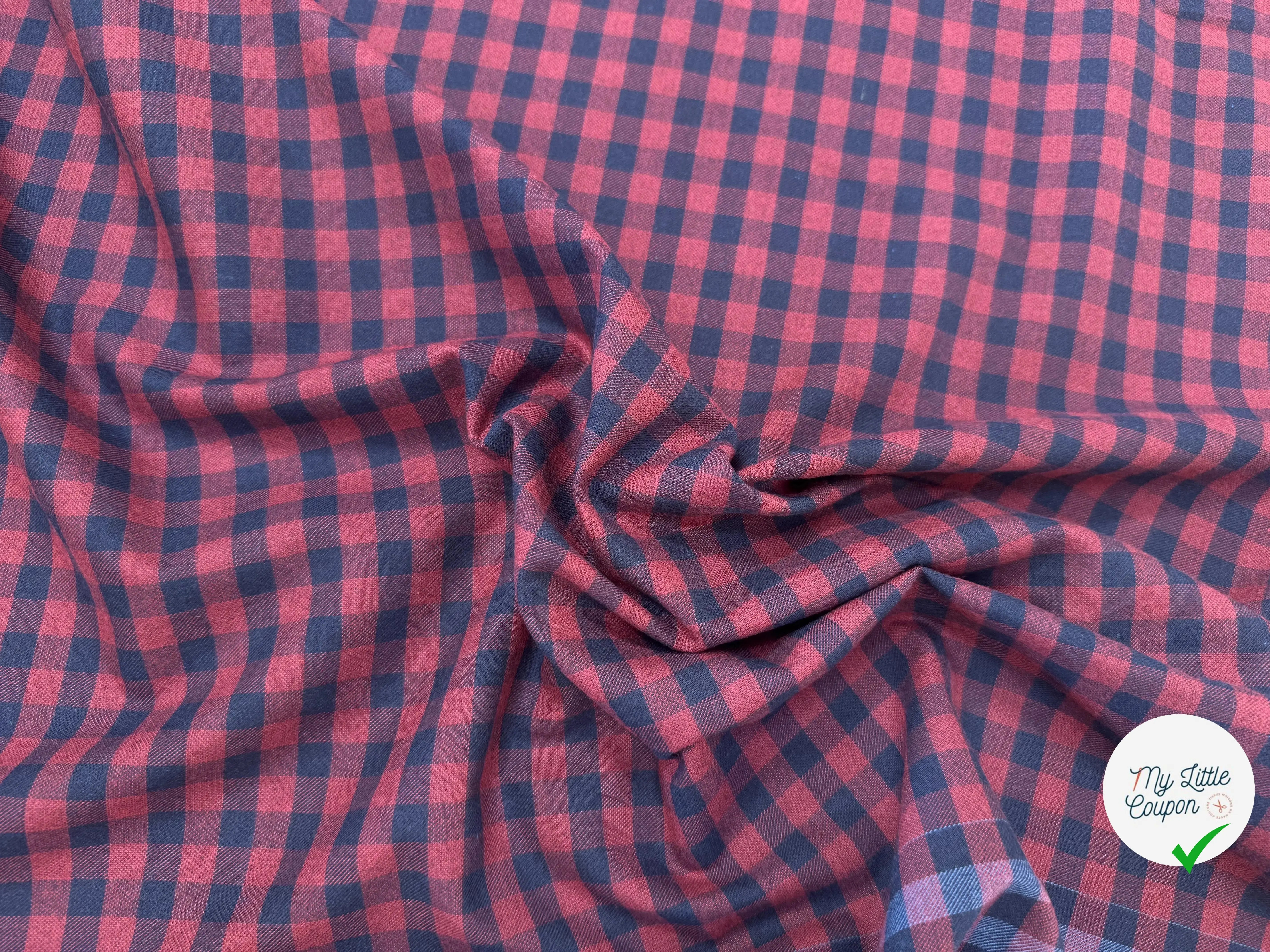 TISSU COTON TRAPPEUR BICOLORE BLEU MARINE ET ROUGE - My Little Coupon