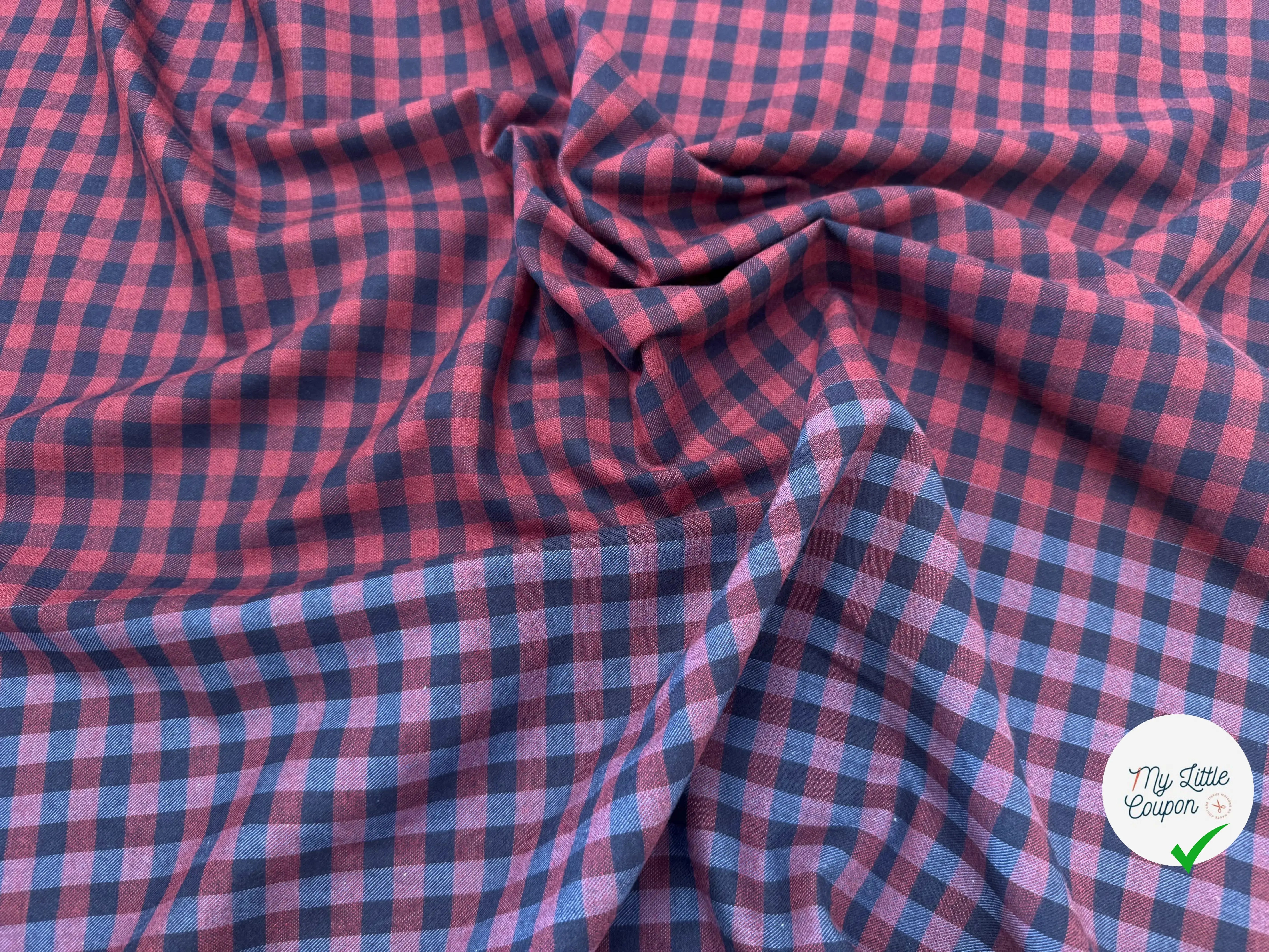TISSU COTON TRAPPEUR BICOLORE BLEU MARINE ET ROUGE - My Little Coupon