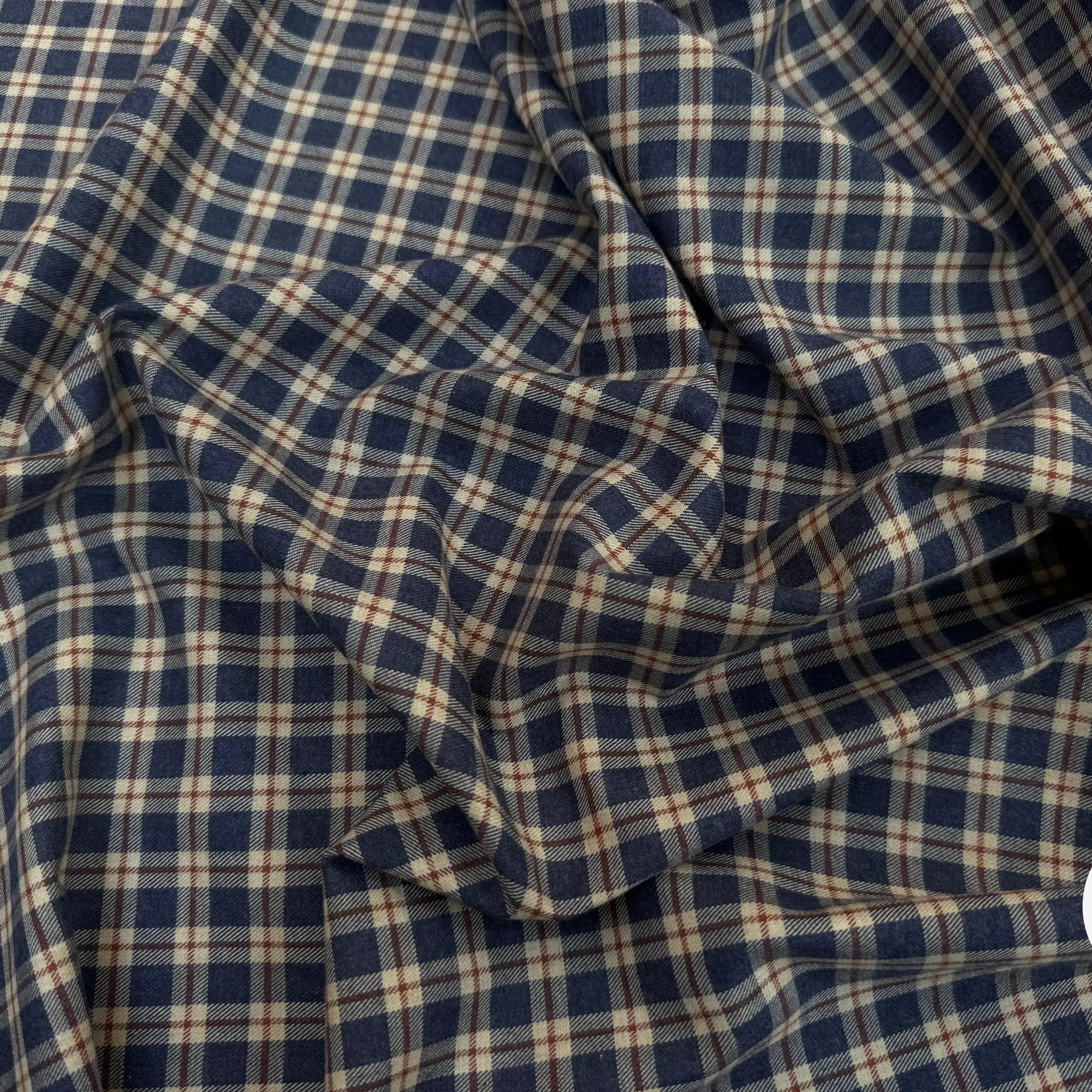 TISSU COTON TRAPPEUR MOTIFS CARREAUX BLEU NAVY TERRACOTTA ET CRÈME EMERISE - My Little Coupon